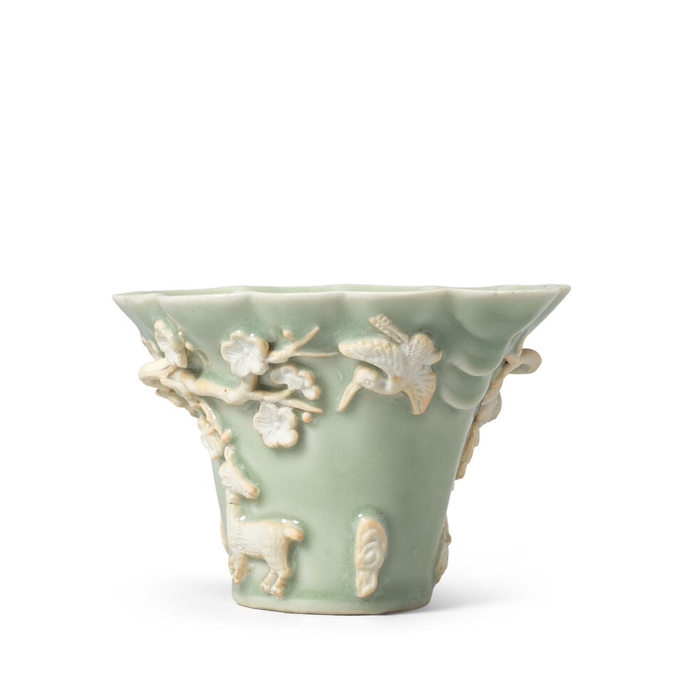 A RARE CELADON-GLAZED LIBATION CUP Kangxi - 2