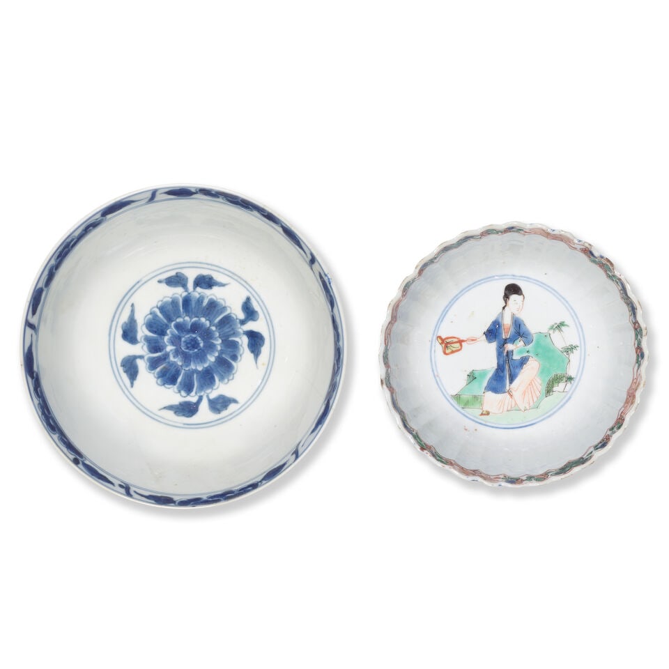 A GROUP OF FAMILLE VERTE AND POWDER BLUE WARES Kangxi (5) - 2