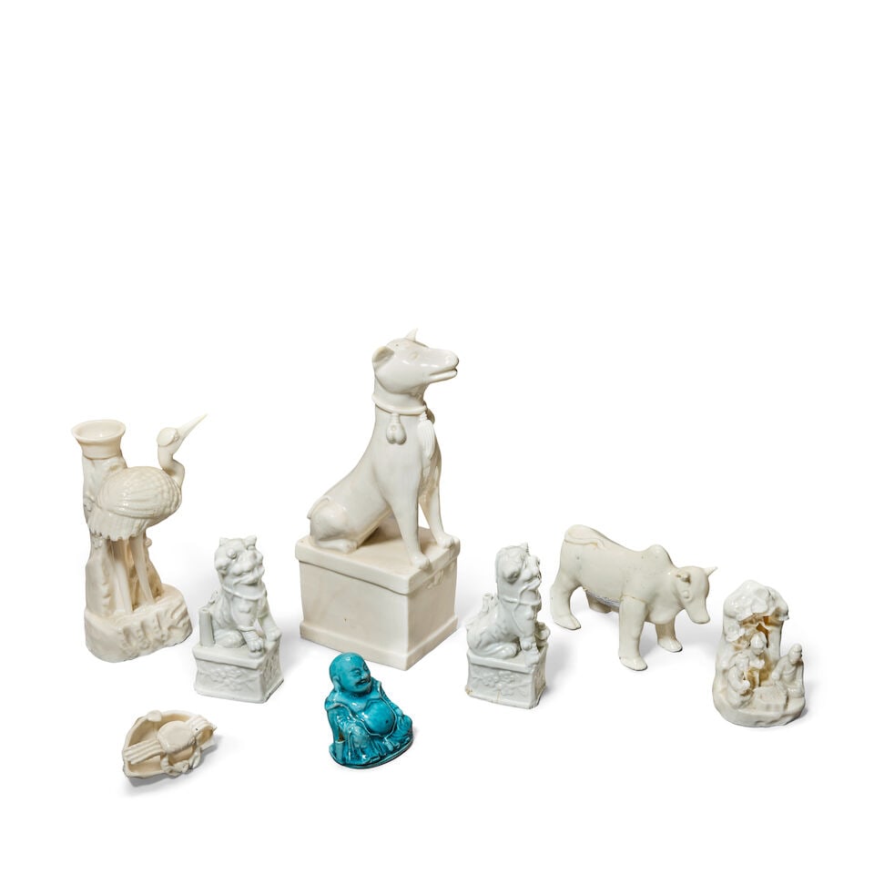 A GROUP OF BLANC-DE-CHINE WARES AND A TURQUOISE-GLAZED MODEL OF BUDAI 17th/18th century (8) - 2