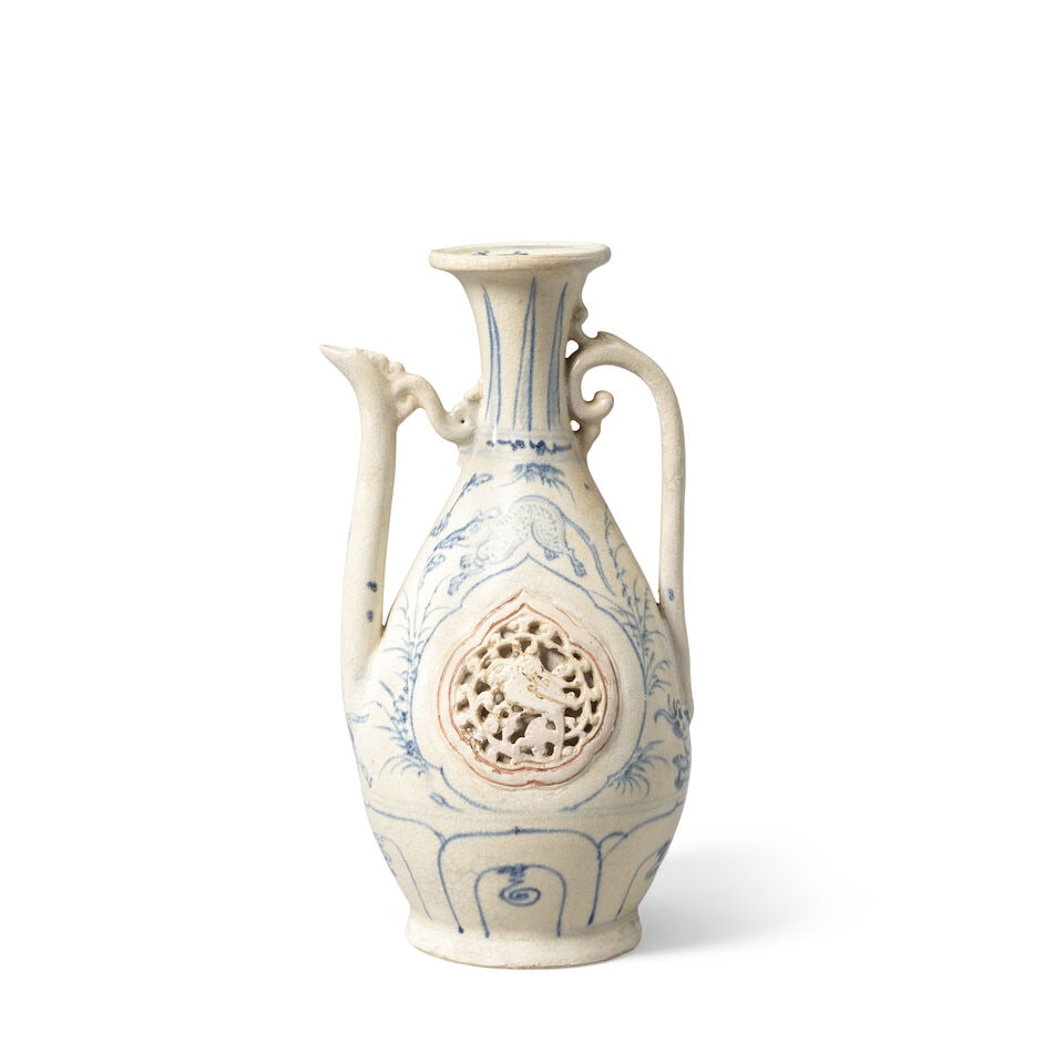 A HOI AN HOARD BLUE AND WHITE EWER Vietnam, 15th/16th century (1 of 5)