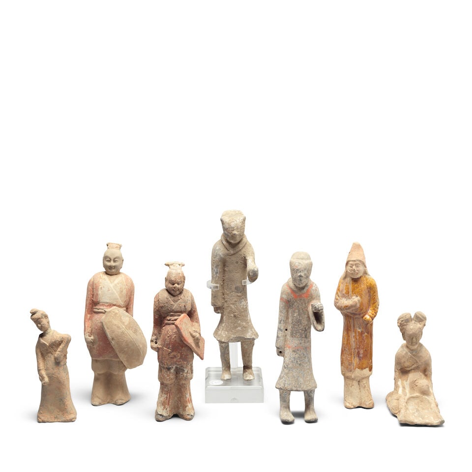 A GROUP OF SEVEN TERRACOTTA FIGURES Han Dynasty and later (8) (1 of 3)