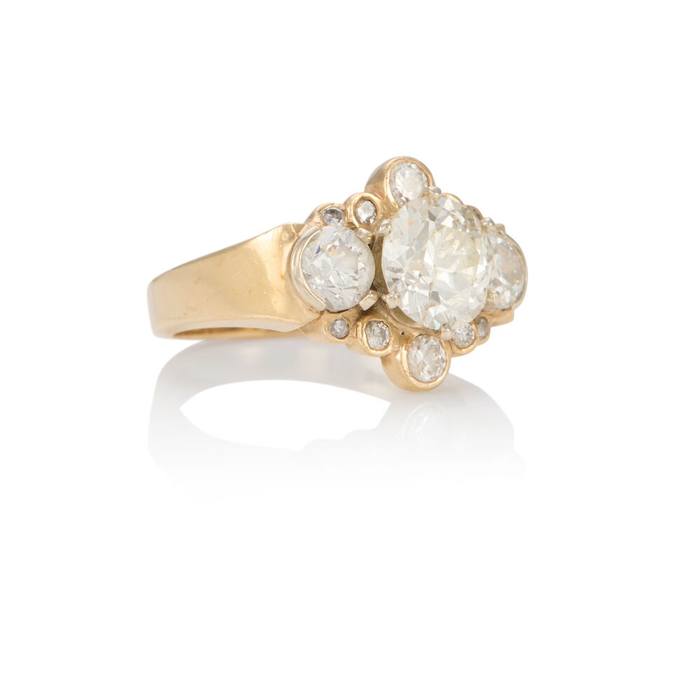 18K YELLOW GOLD AND DIAMOND RING - 2