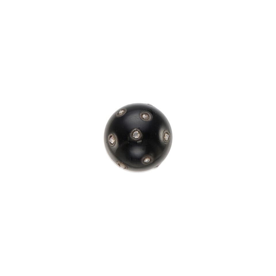 8K ROSE GOLD, STERLING SILVER, ONYX, AND DIAMOND HAT PIN - 2
