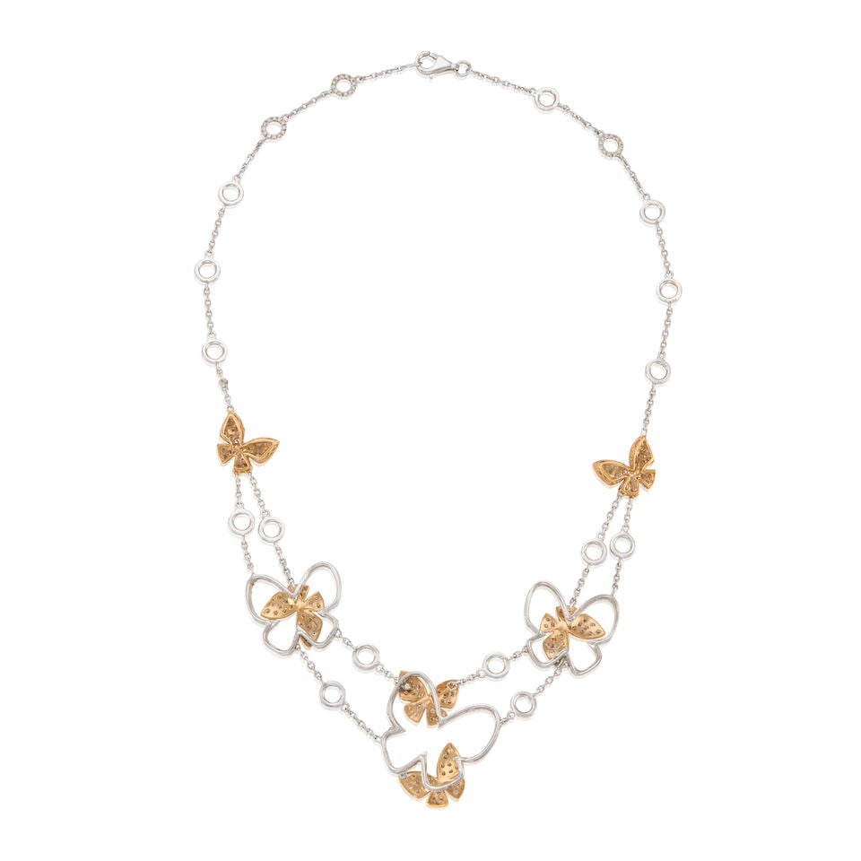 18K BICOLORED GOLD AND DIAMOND NECKLACE - 2