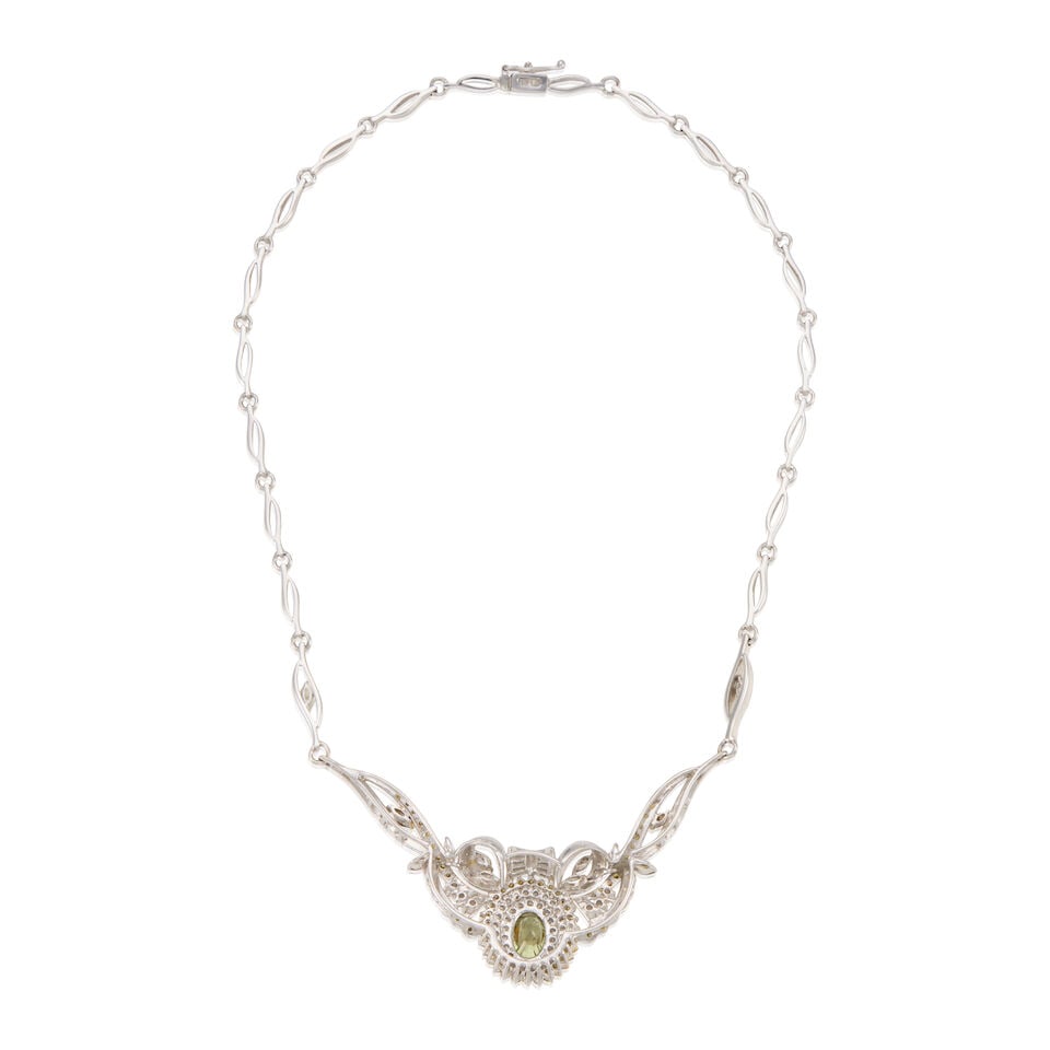 18K BICOLORED GOLD, PERIDOT, AND DIAMOND NECKLACE - 2