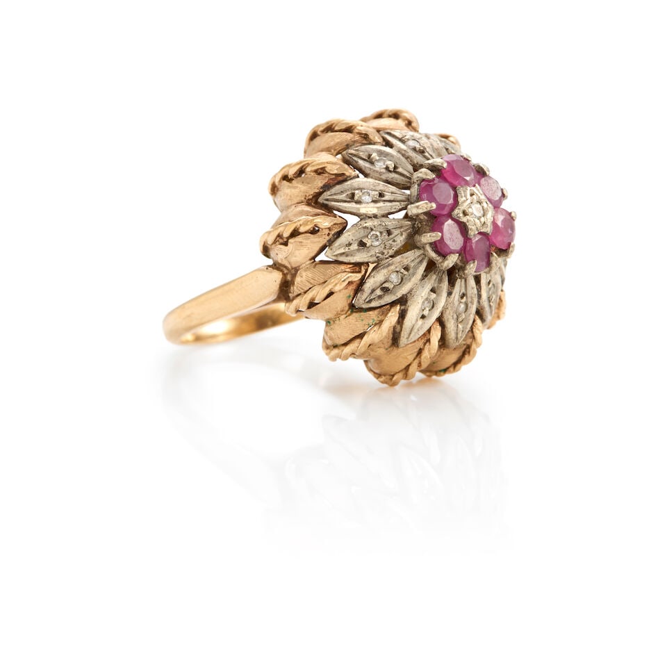 GOLD, RUBY, AND DIAMOND RING - 2