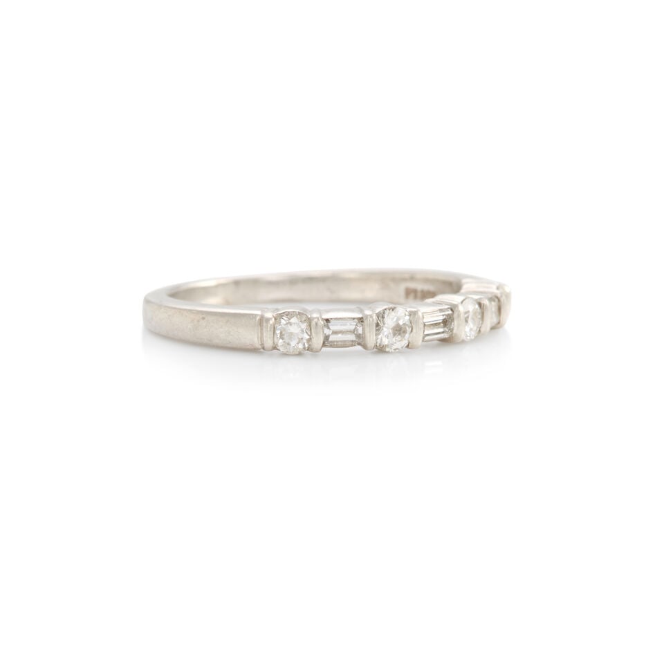 TIFFANY & CO.: PLATINUM AND DIAMOND BAND RING - 2