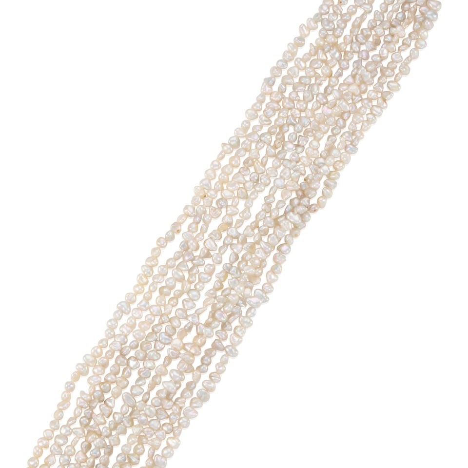 14K YELLOW GOLD AND MULTI-STRAND CULTURED PEARL NECKLACE - 2