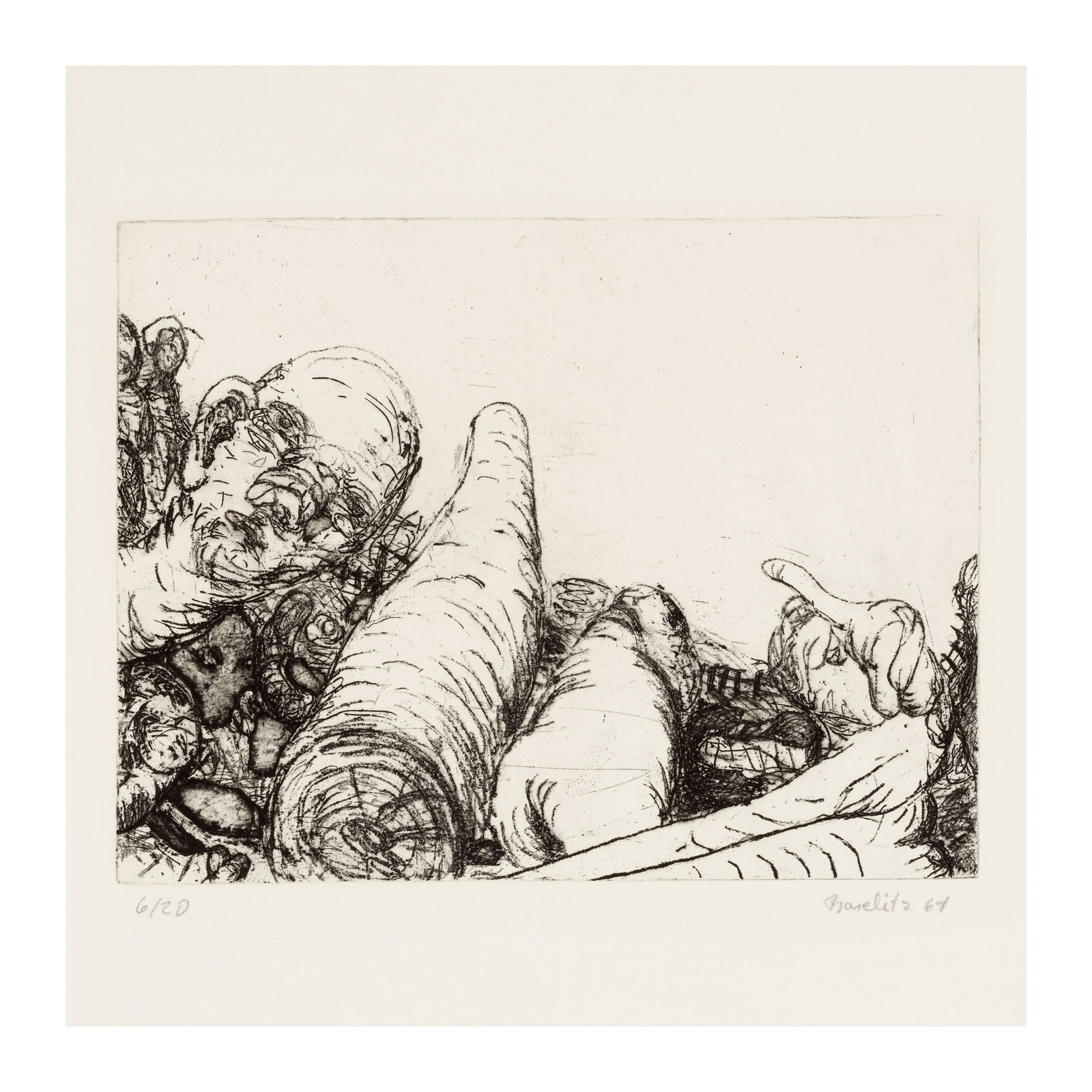 Georg Baselitz (German, born 1938) Ohne Titel Etching, 1964, on wove paper, signed, dated and nu... (1 of 1)