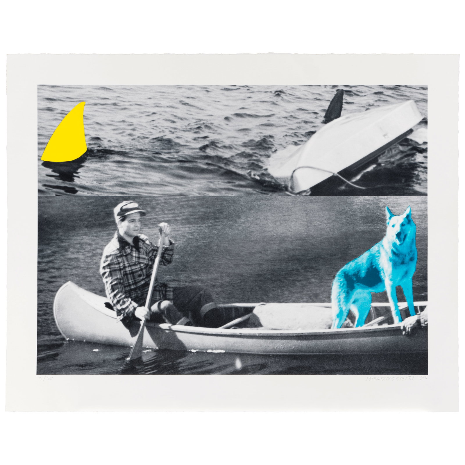 John Baldessari (American, 1931-2020) MaDog (Blue), Canoe/Shark Fins (One Yellow), Capsized Boat... (1 of 1)