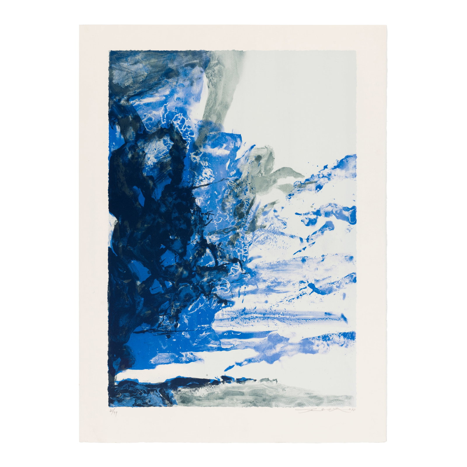 Zao Wou-Ki (French, 1921-2013) Lithographie 393 (Ågerup 393) Lithograph in colours, 1998, o...: Zao Wou-Ki (French, 1921-2013) Lithographie 393 (Ågerup 393) Lithograph in colours, 1998, on Arches wove paper, signed, dated and numbered 65/99 in pencil, with full margins, unframed Sheet 760 x