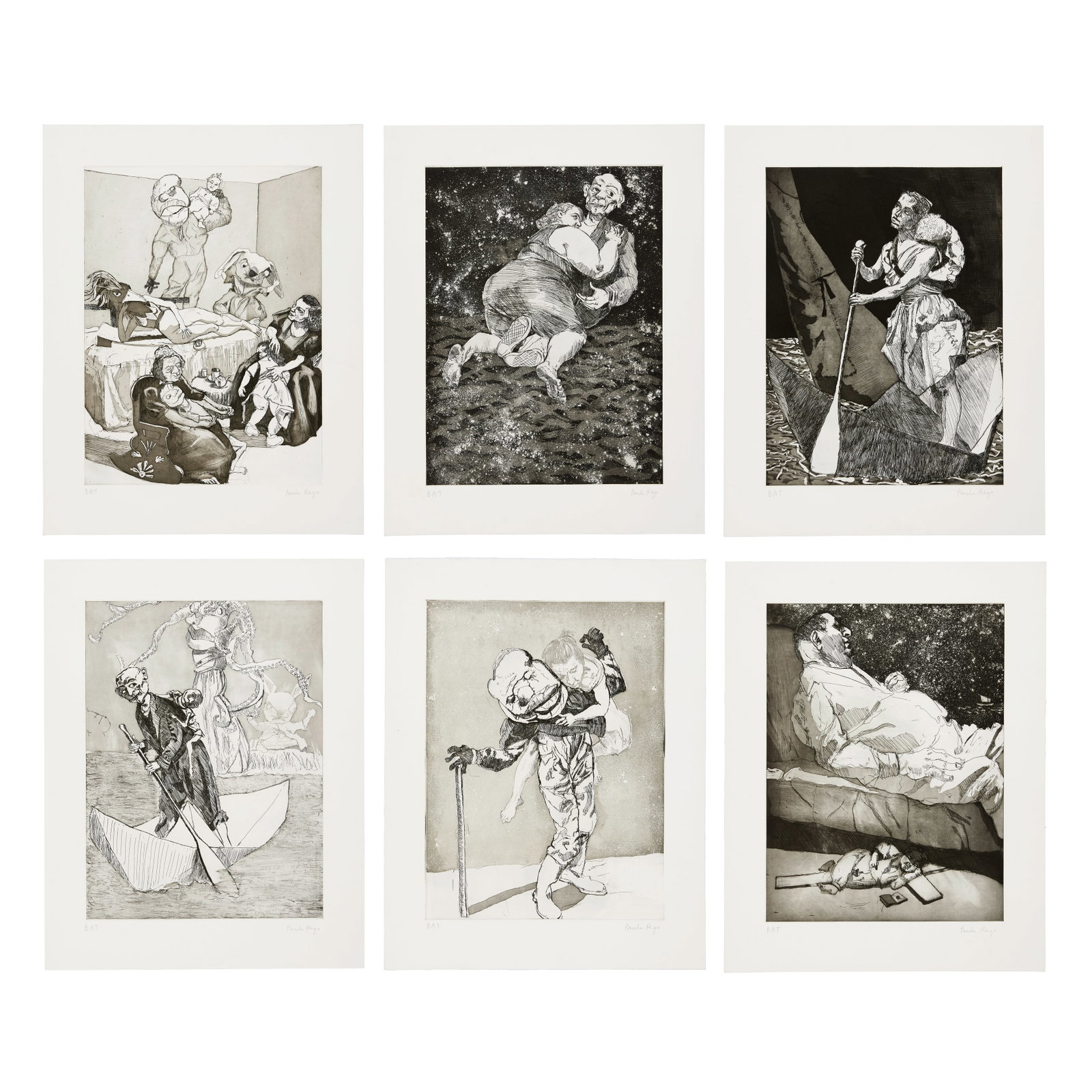 Dame Paula Rego R.A. (1935-2022) The Curved Planks The complete set of six etchings with aquatin... (1 of 1)
