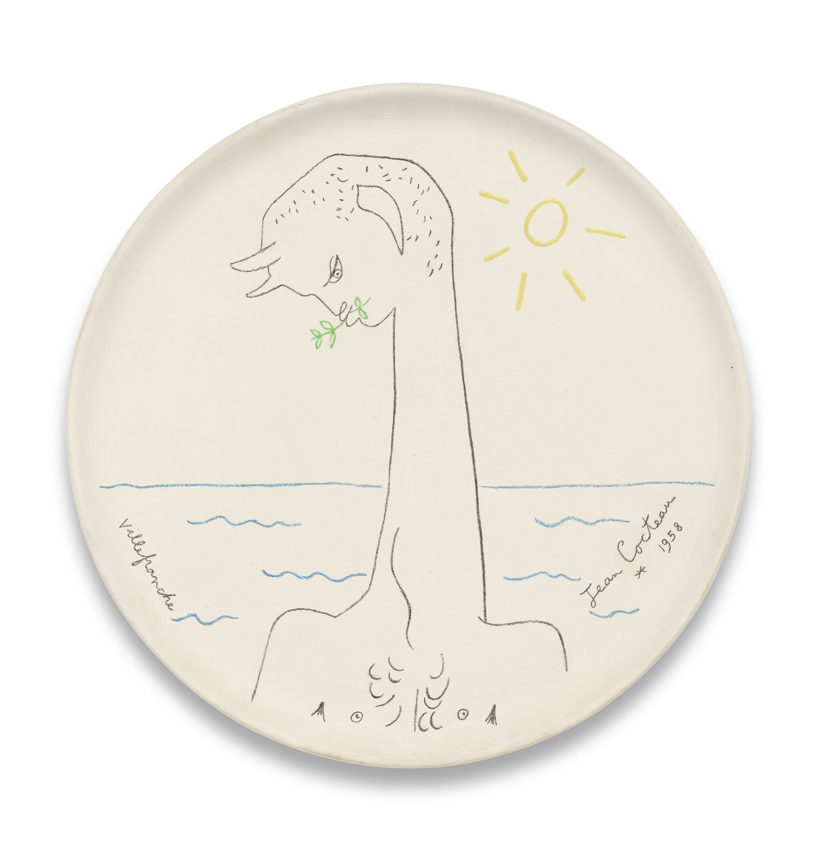 Jean Cocteau (French, 1889-1963) Chêvre-pied au long cou signed and dated Jean Cocteau 1958...: Jean Cocteau (French, 1889-1963) Chêvre-pied au long cou (Guédras 26) signed and dated Jean Cocteau 1958 Villefranche; inscribed and numbered Édition originale / de Jean Cocteau / Ateli