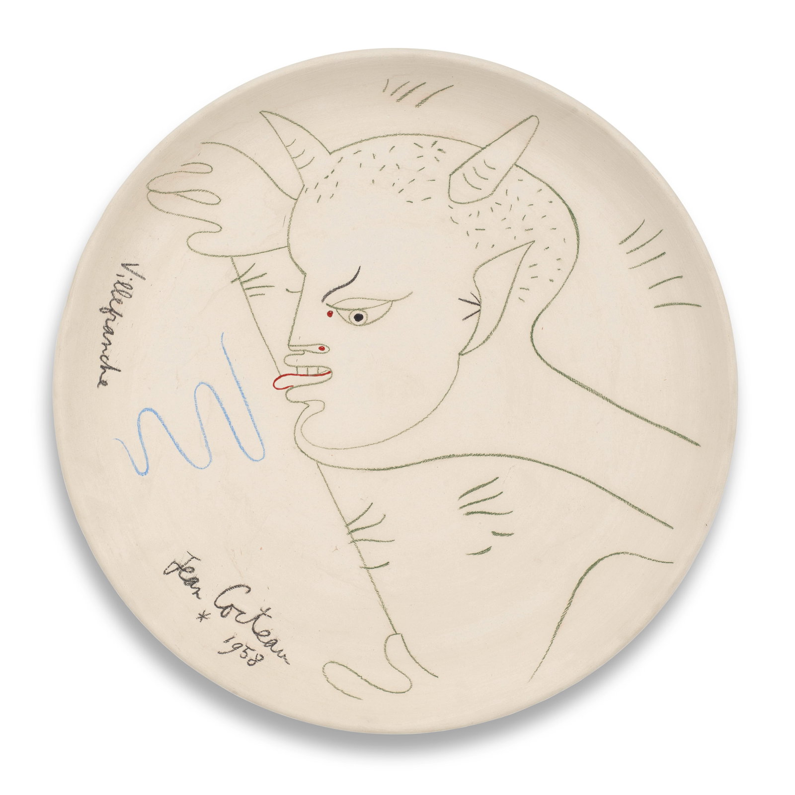 Jean Cocteau (French, 1889-1963) Chèvre-pied buvant signed and dated Jean Cocteau 1958 Vill... (1 of 1)