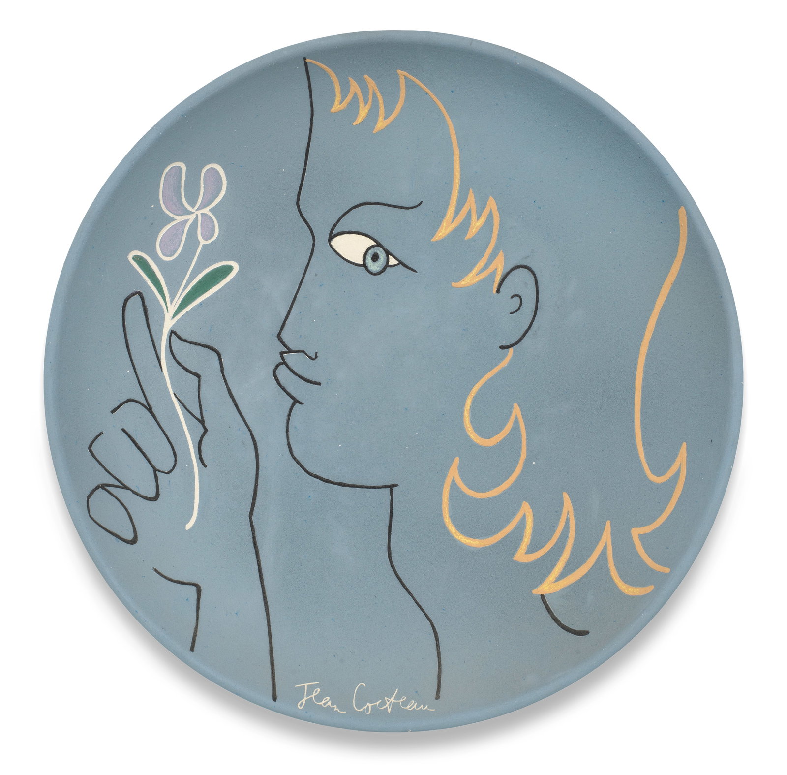 Jean Cocteau (French, 1889-1963) L'Ingénue signed and dated Jean Cocteau 1963 ; marked and...: Jean Cocteau (French, 1889-1963) L'Ingénue (Guédras 200) signed Jean Cocteau; marked and numbered Édition originale de Jean Cocteau / Atelier Madeline-Jolly / 18/40 (underneath) white e
