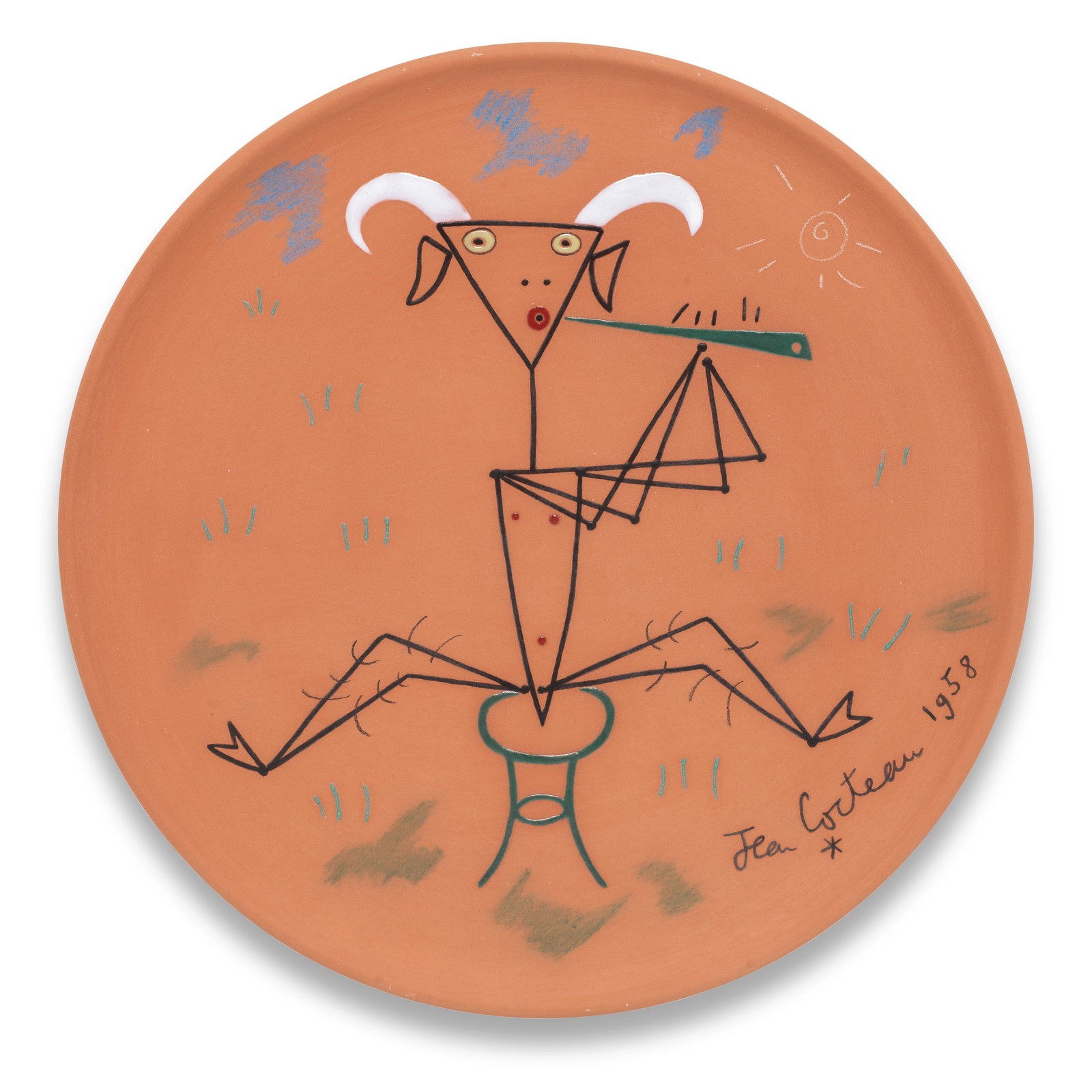 Jean Cocteau (French, 1889-1963) Faune-triangle à la flute signed and dated Jean Cocteau 19... (1 of 1)