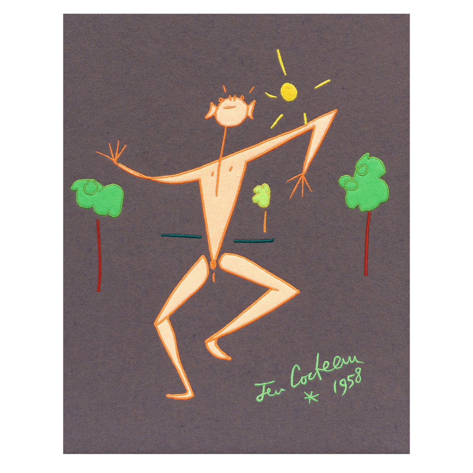 Jean Cocteau (French, 1889-1963) Le Danseur Wool tapestry, 1953, stitched signed recto, stitched... (1 of 1)
