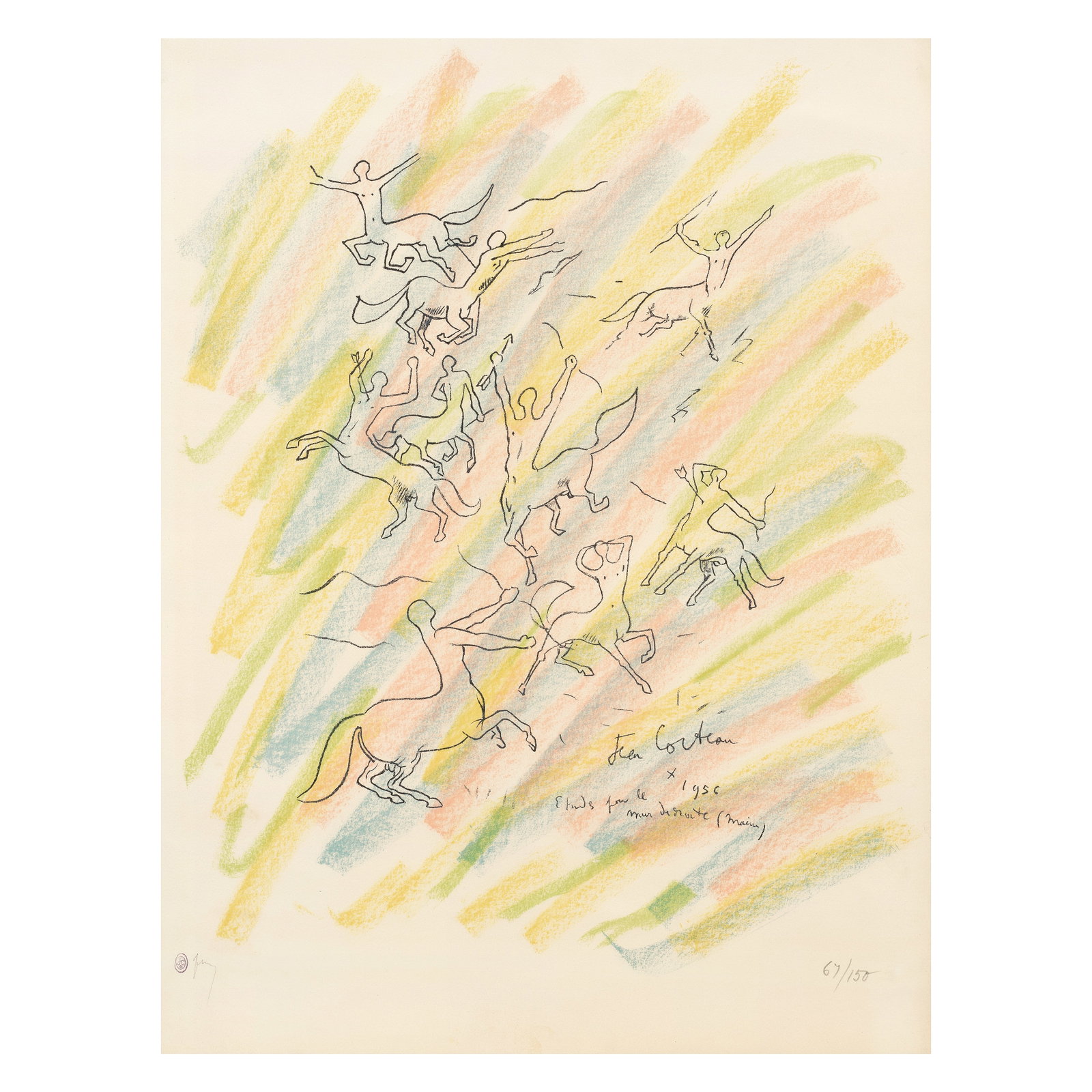 Jean Cocteau (French, 1889-1963) Etude pour le mur Lithograph in colours, 1956, on wove paper, n... (1 of 1)