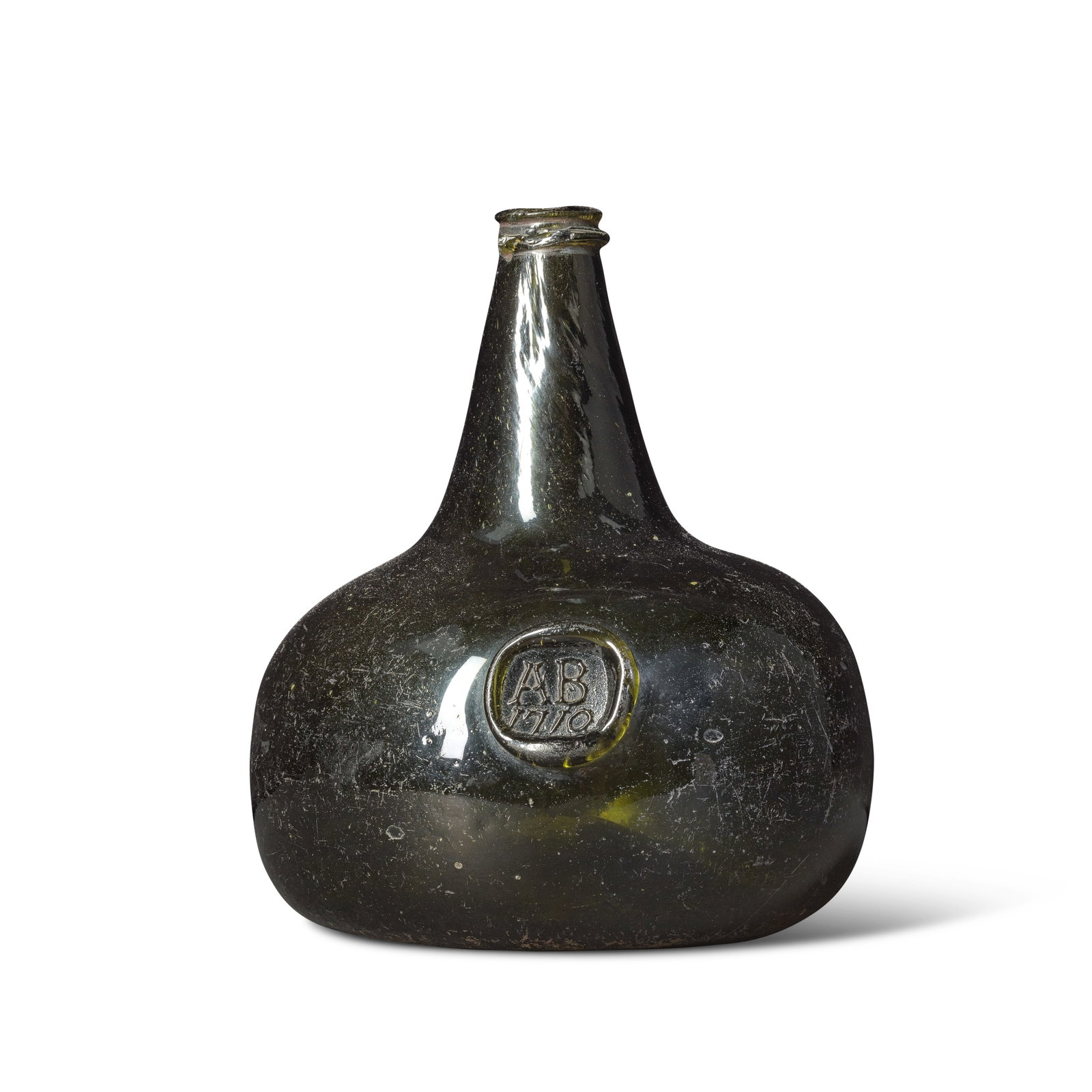 An unrecorded sealed 'Onion' wine bottle, dated 1710 (1 of 1)
