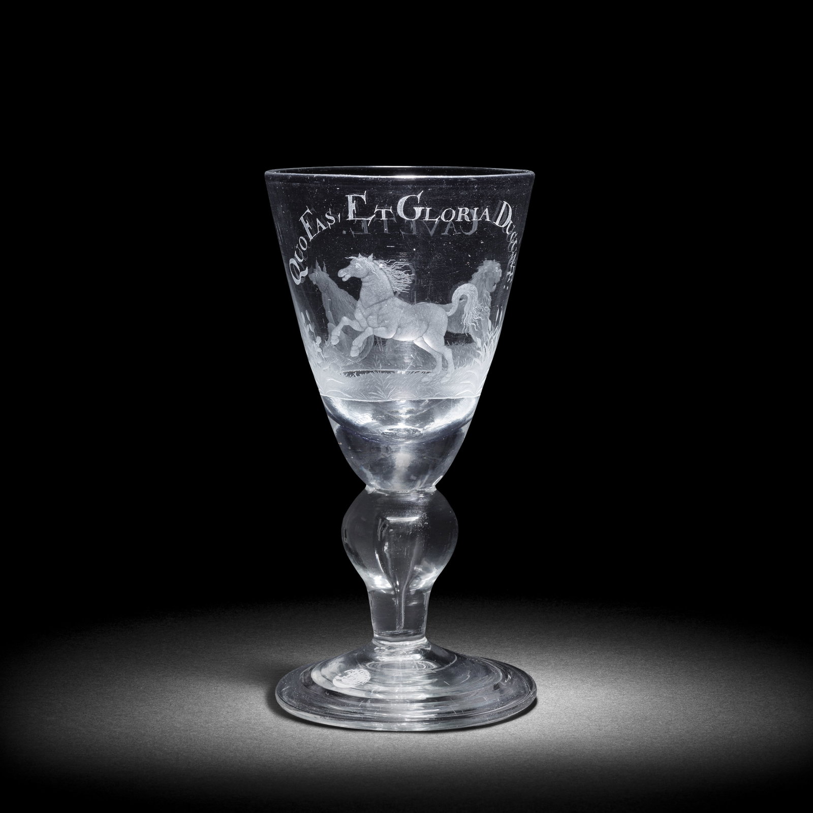 An exceptional engraved heavy baluster goblet, circa 1710-15 (1 of 1)