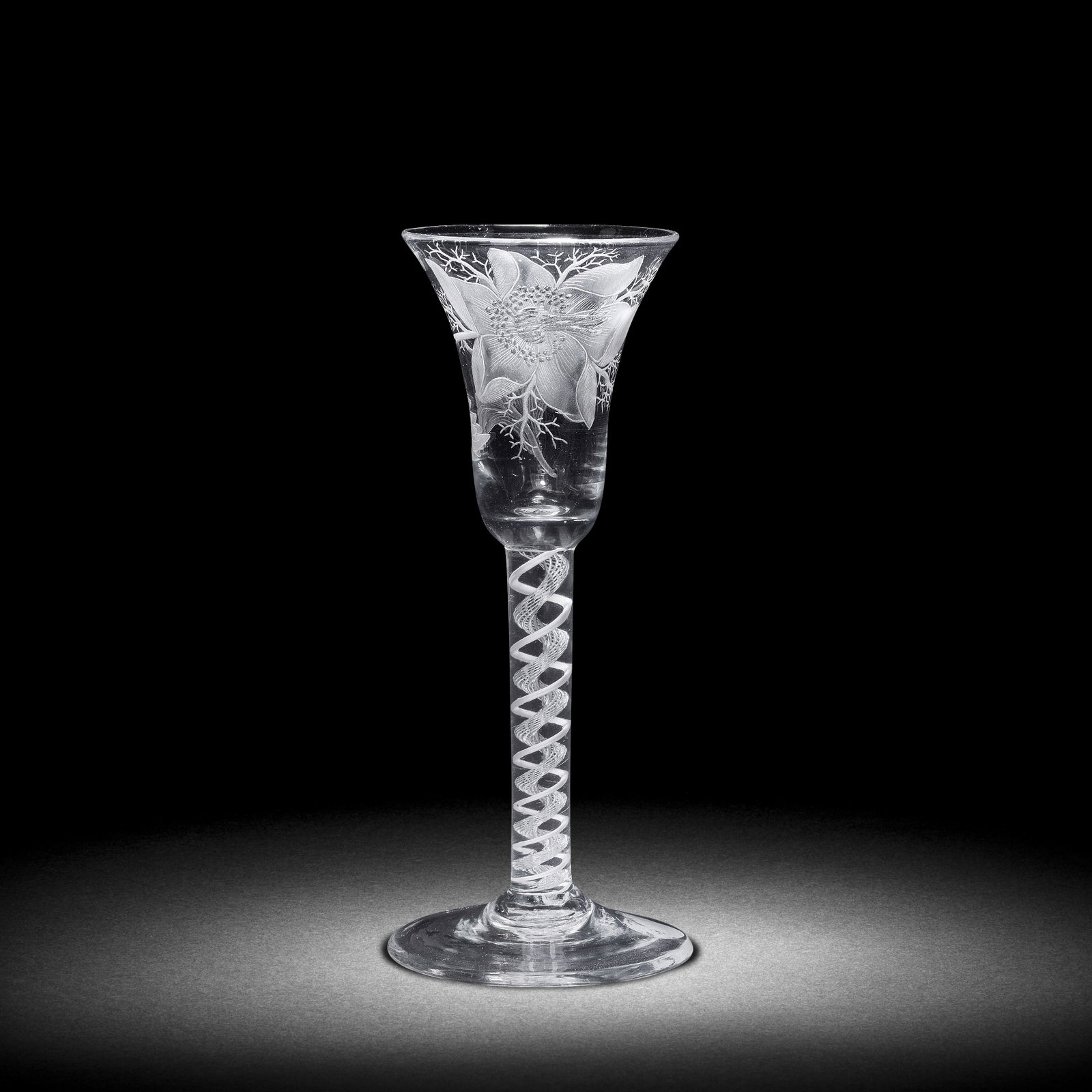 A fine Dutch engraved mixed twist wine glass, circa 1760 (1 of 1)