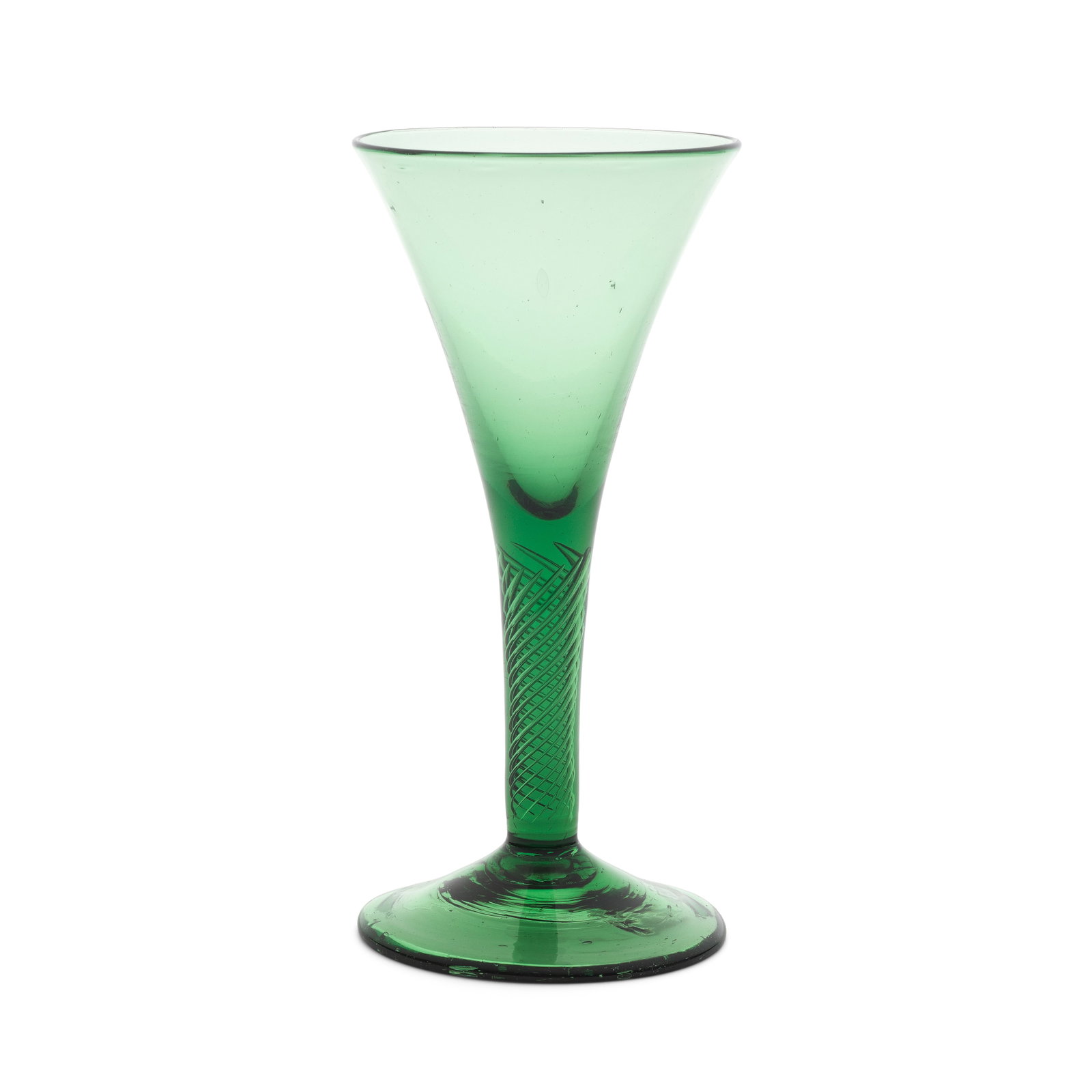 A rare green tinted airtwist wine glass, circa 1750 (1 of 1)