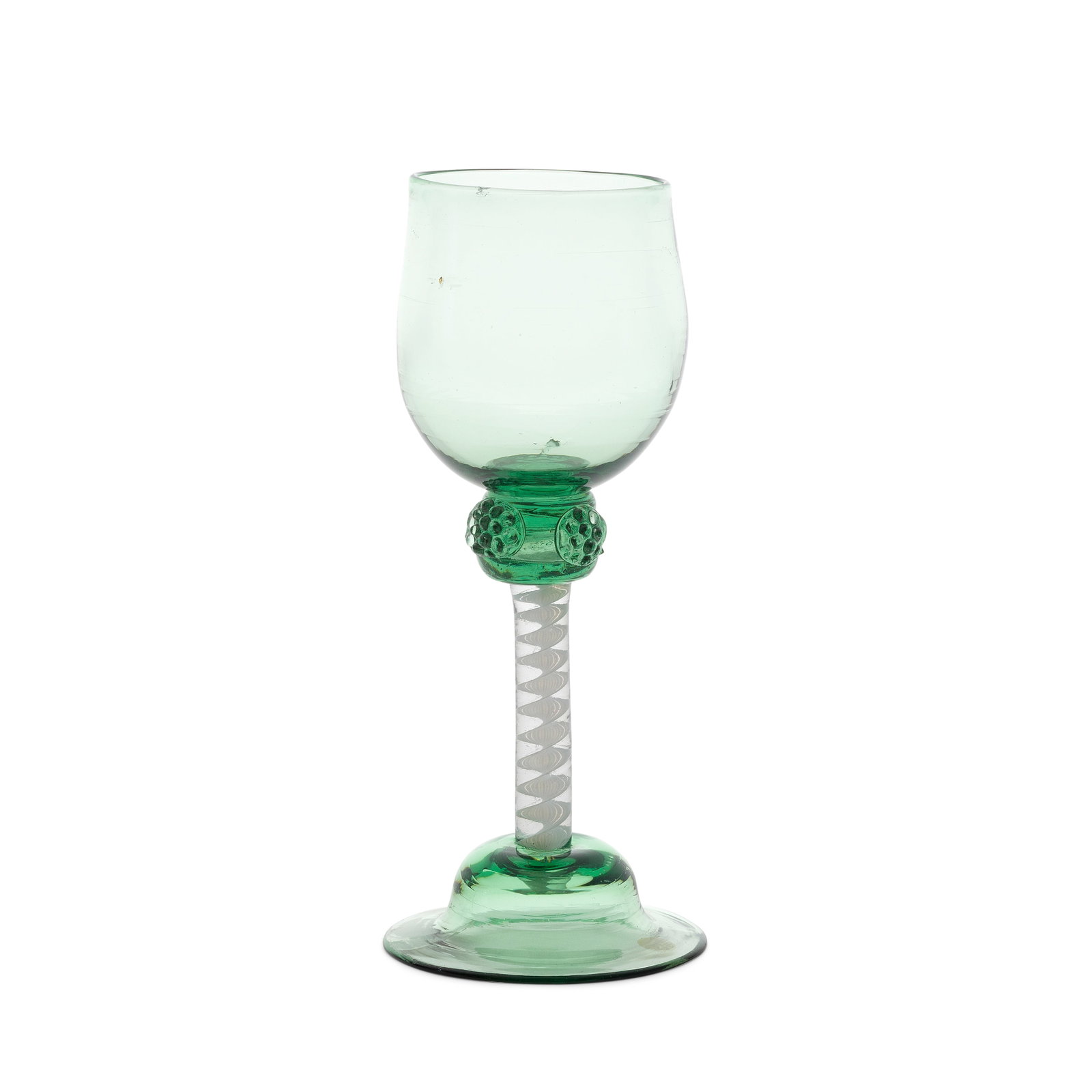 A rare green tinted opaque twist wine glass, circa 1760-70 (1 of 1)