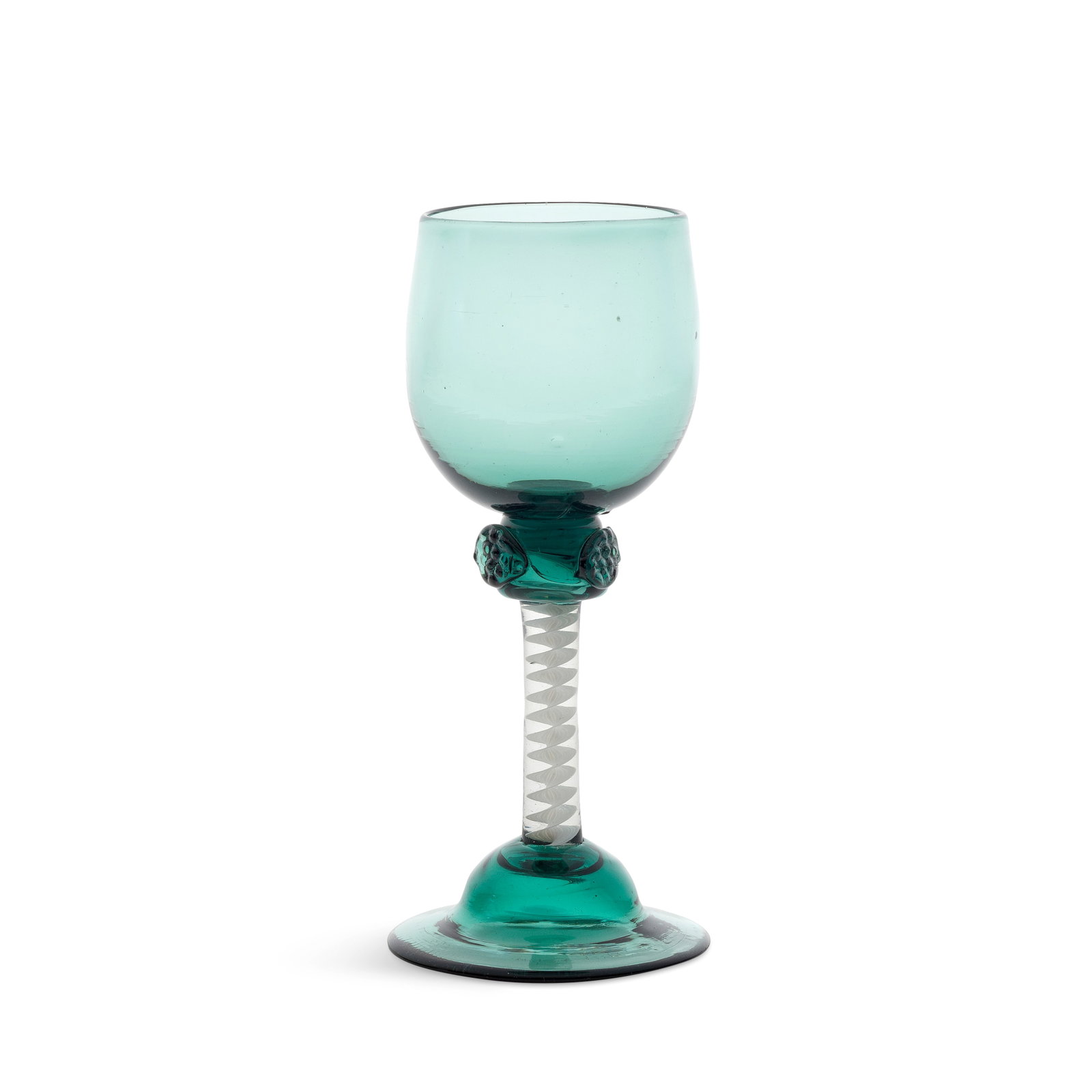 A very rare emerald-green tinted opaque twist wine glass, circa 1760-70 (1 of 1)