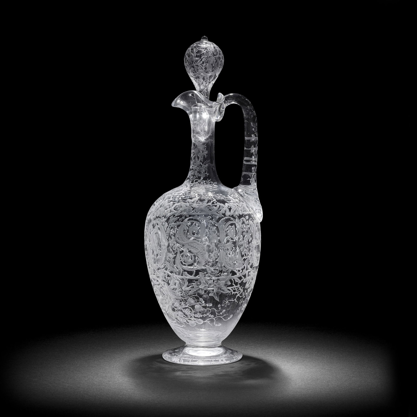 The Roseberry Jug: an important Thomas Webb and Sons engraved magnum claret jug and stopper by F... (1 of 1)
