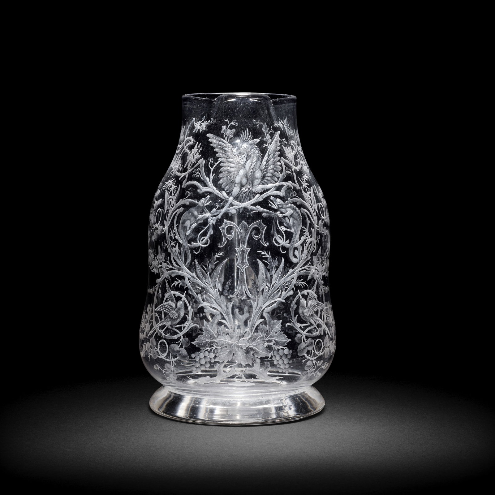 A fine Thomas Webb and Sons engraved jug attributed to Frederick E Kny, circa 1887-90 (1 of 1)