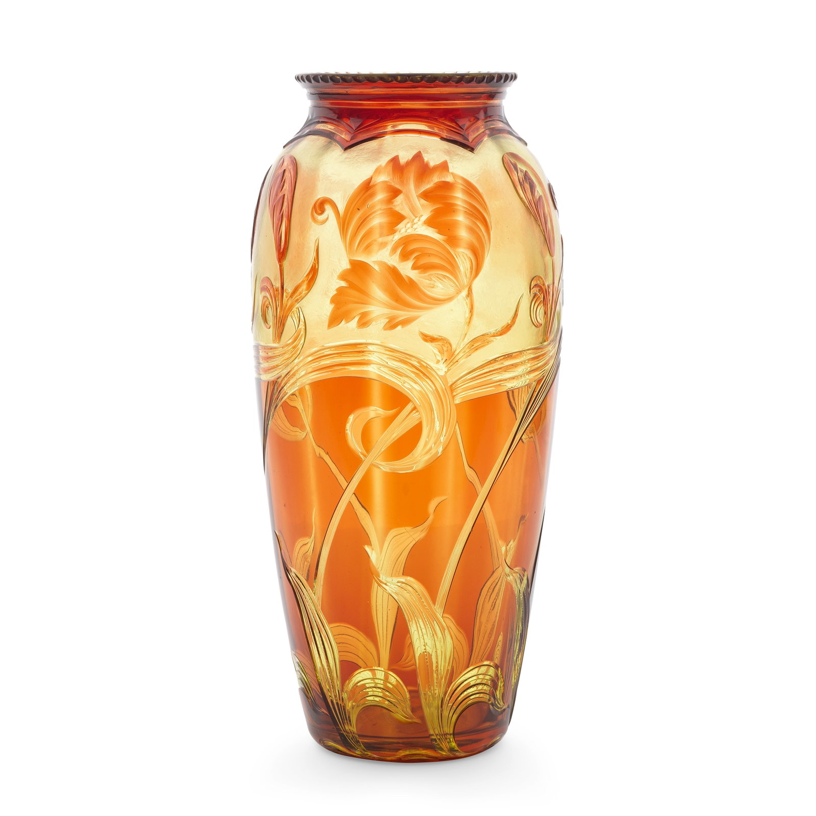 An important Stevens and Williams intaglio-cut cased vase by Joshua Hodgetts, circa 1909 (1 of 1)