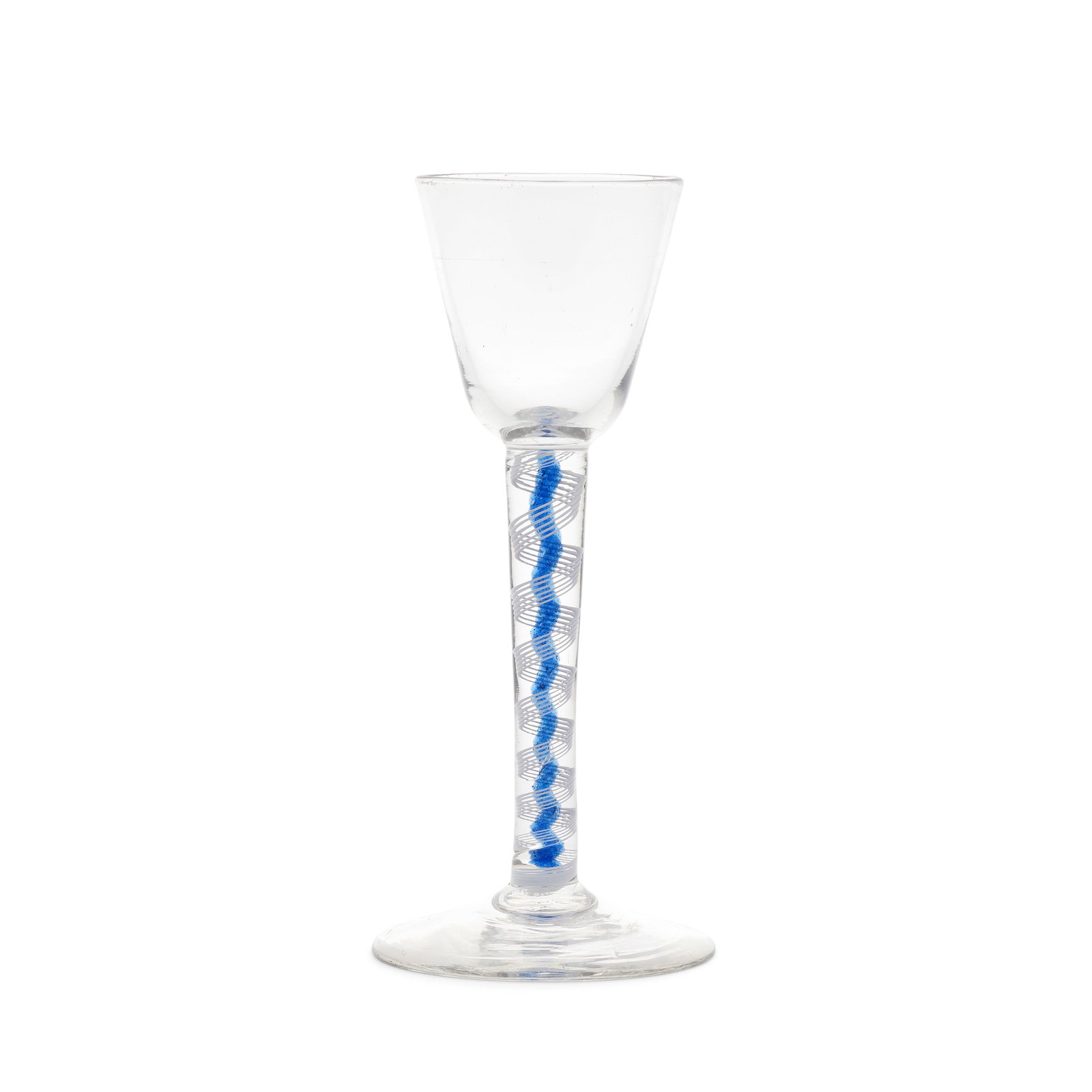 A good blue colour twist wine glass, circa 1765 (1 of 1)