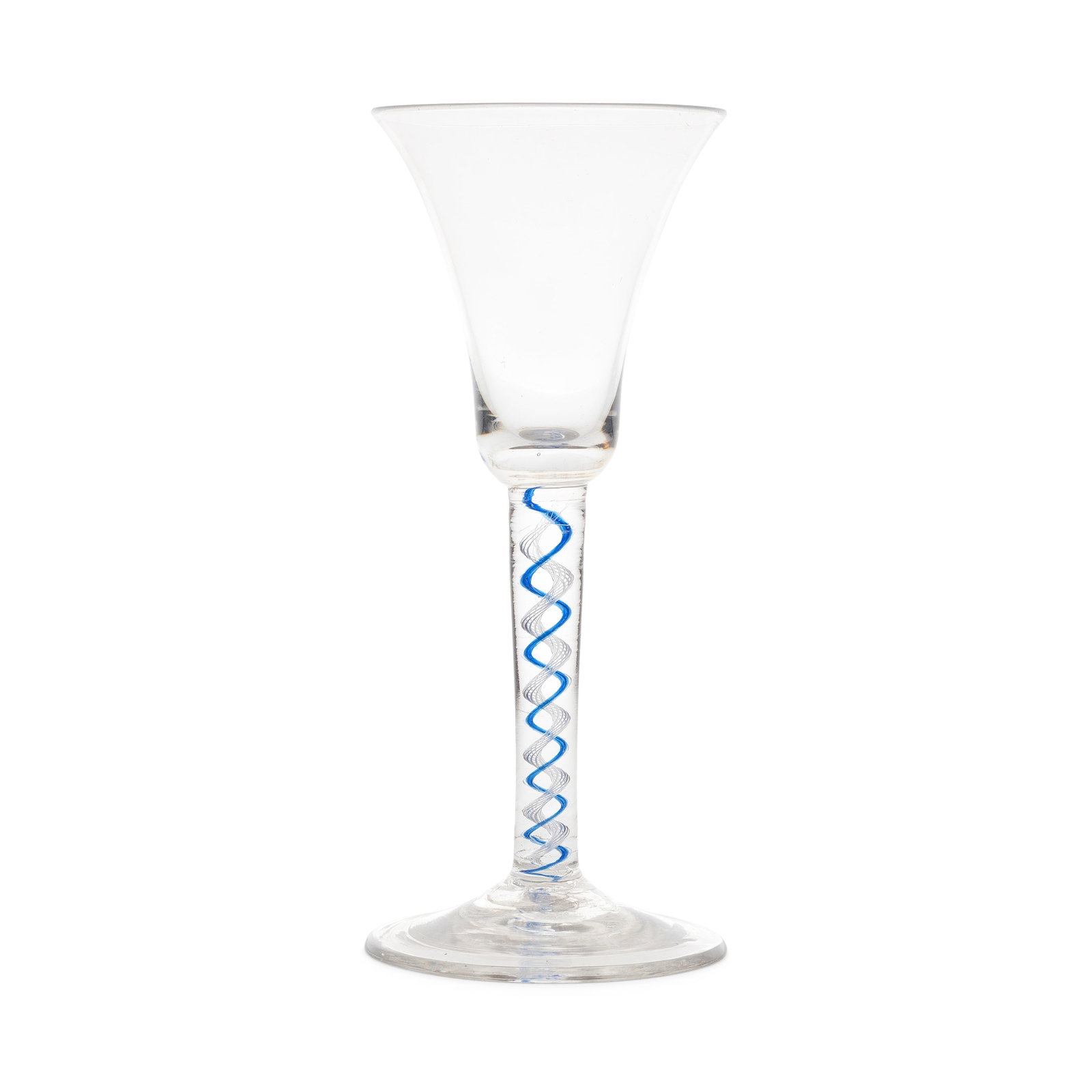 A rare blue mixed colour twist wine glass, circa 1765 (1 of 1)