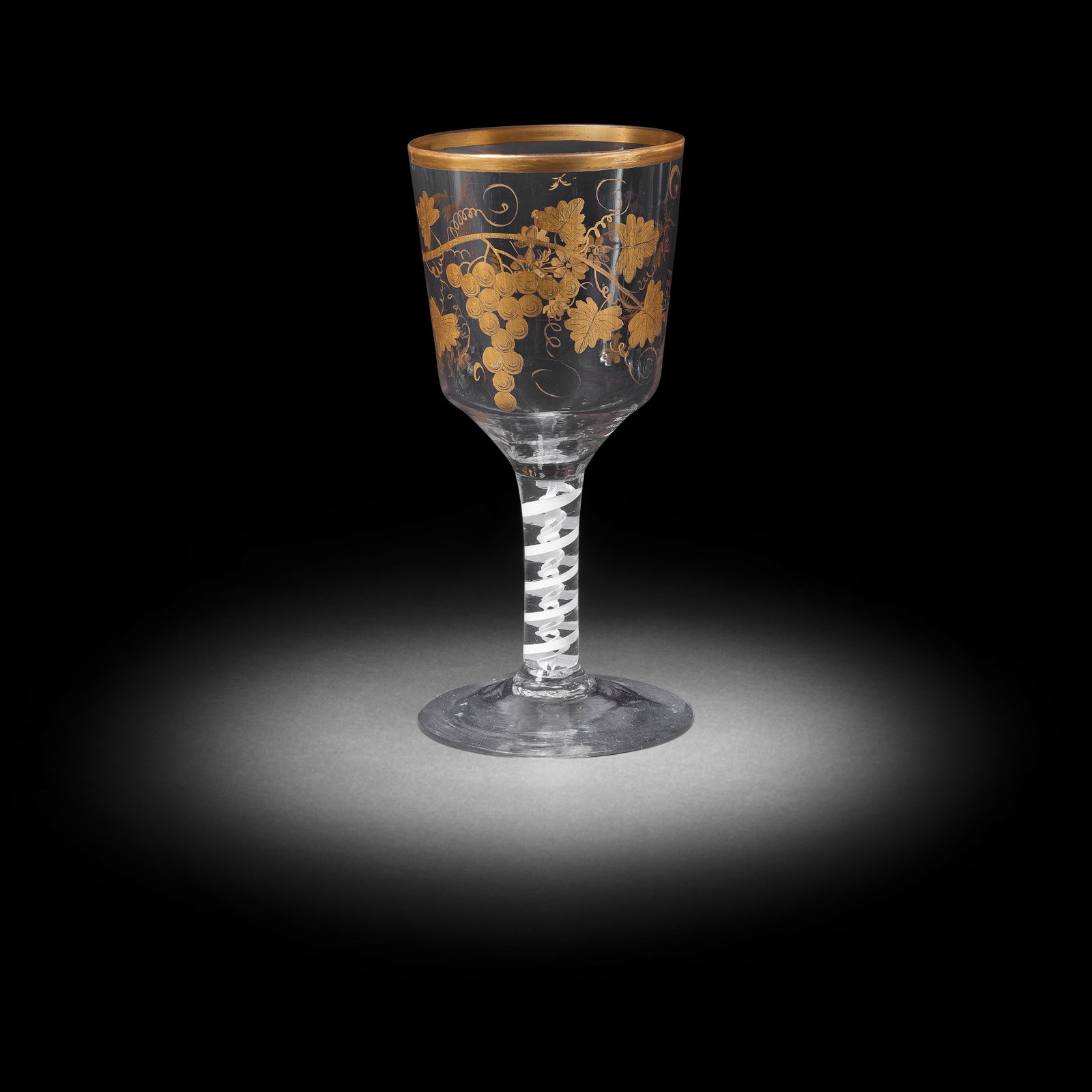 A fine Giles gilded opaque twist goblet, circa 1765 (1 of 1)
