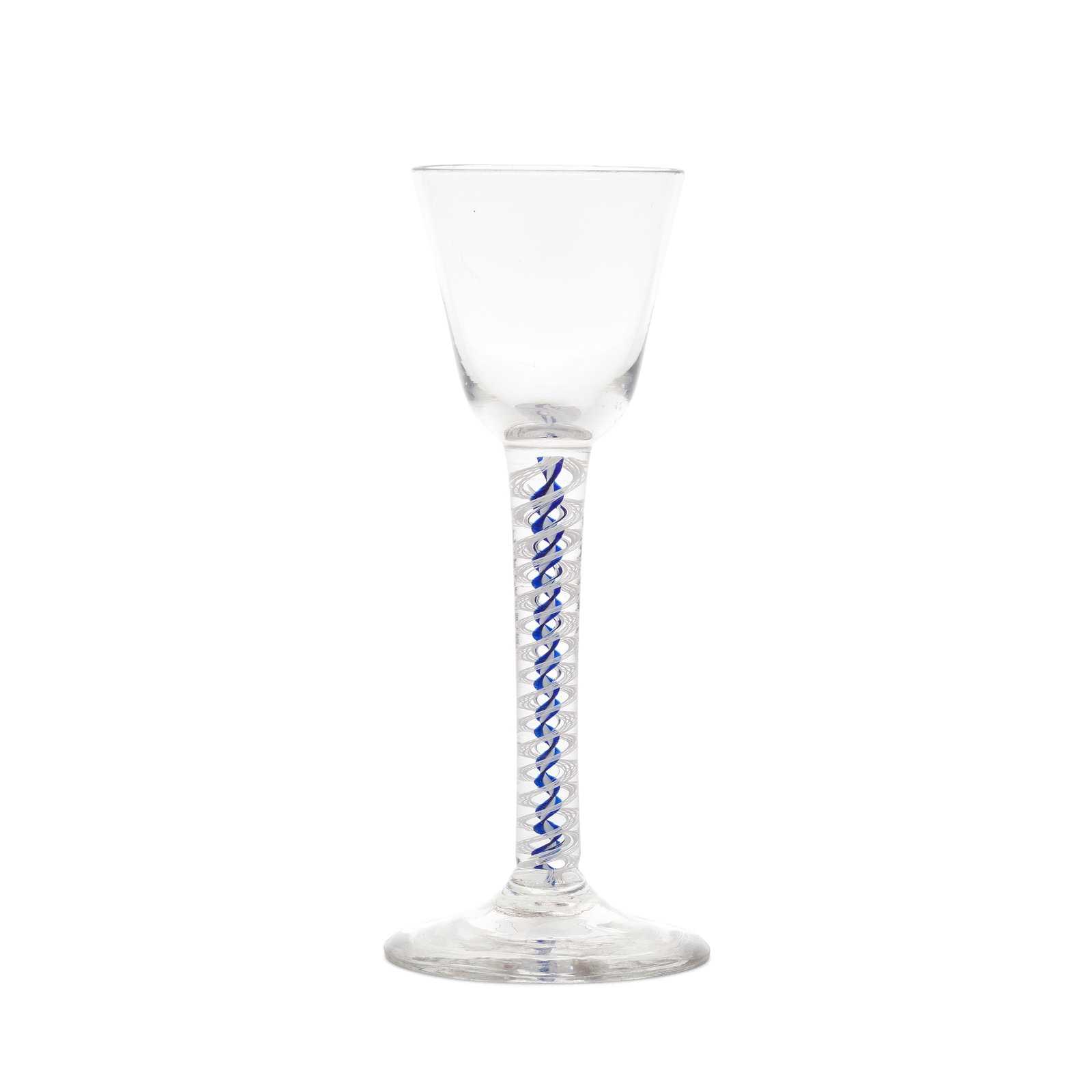 A good blue colour twist wine glass, circa 1765 (1 of 1)