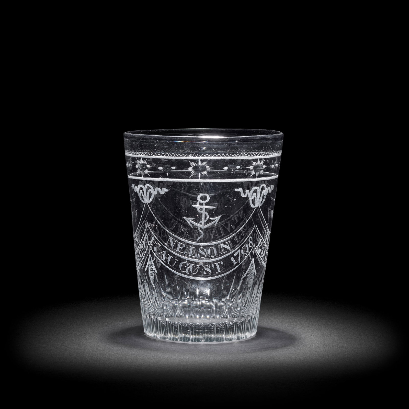 An engraved naval commemorative tumbler, circa 1798-1805 (1 of 1)