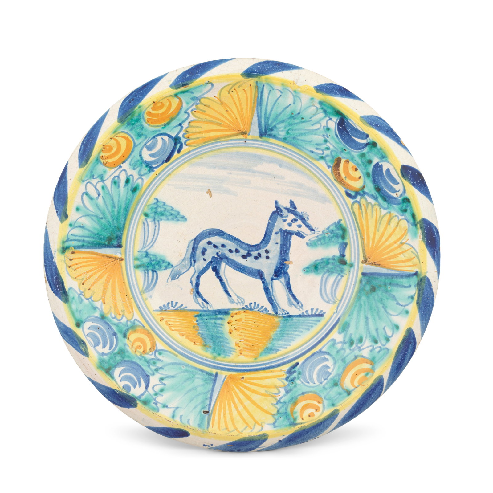An important English delftware 'Fox' charger, circa 1670-85 (1 of 1)