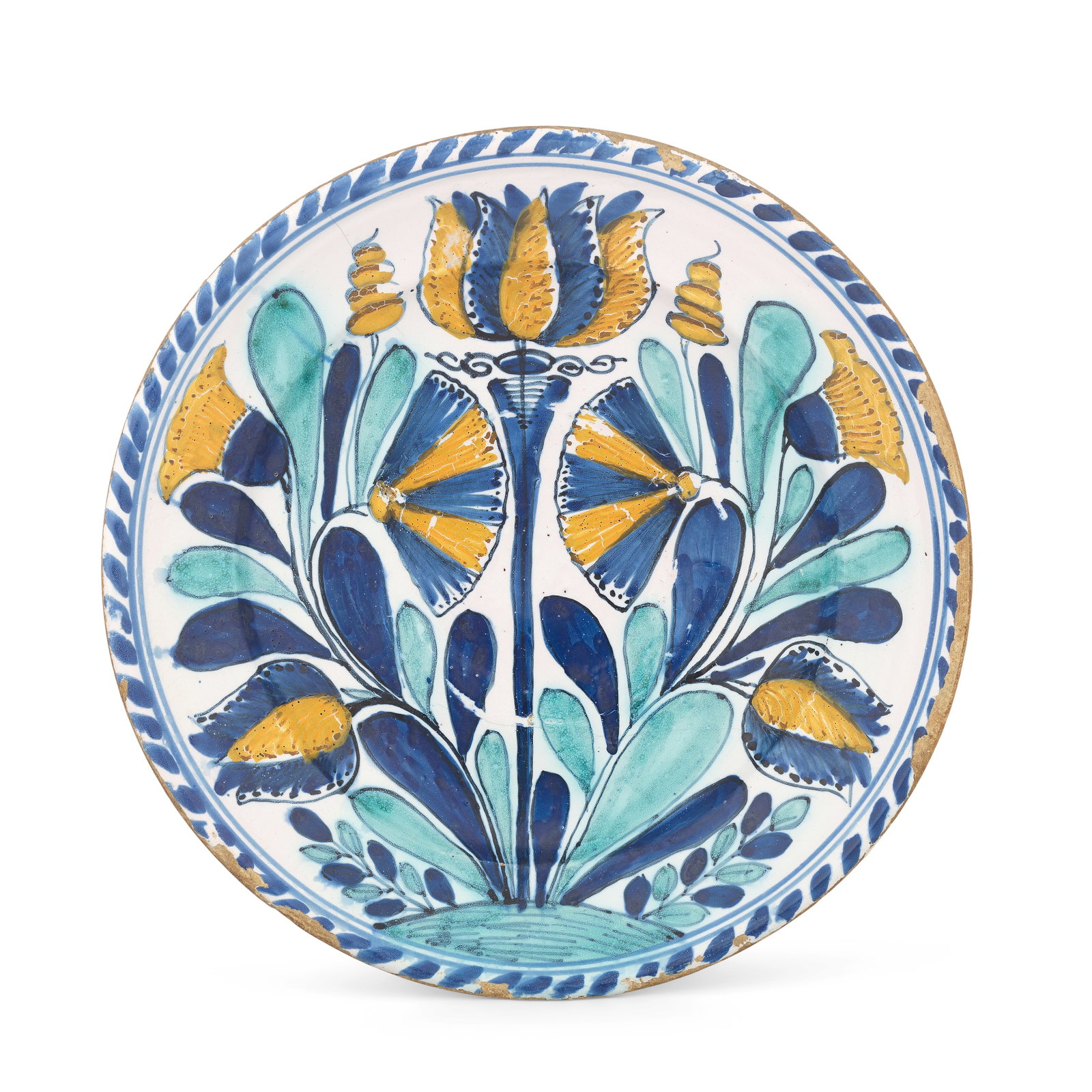 An English delftware tulip charger, circa 1685-1700 (1 of 1)