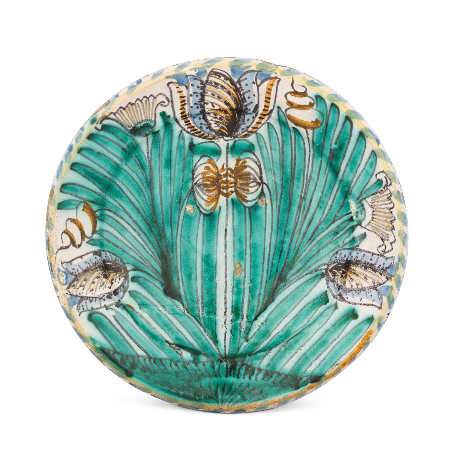 An English delftware tulip charger, circa 1680-1700 (1 of 1)