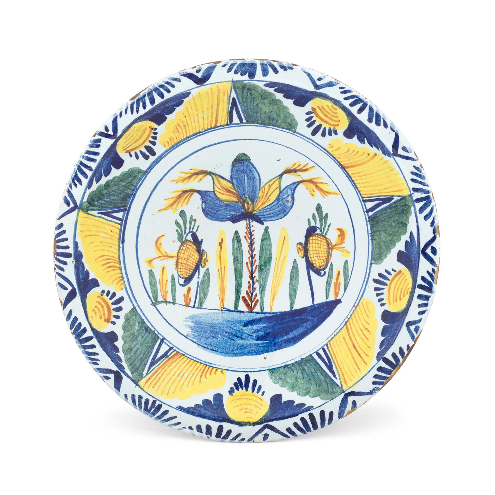 An English delftware tulip charger, circa 1730-45 (1 of 1)