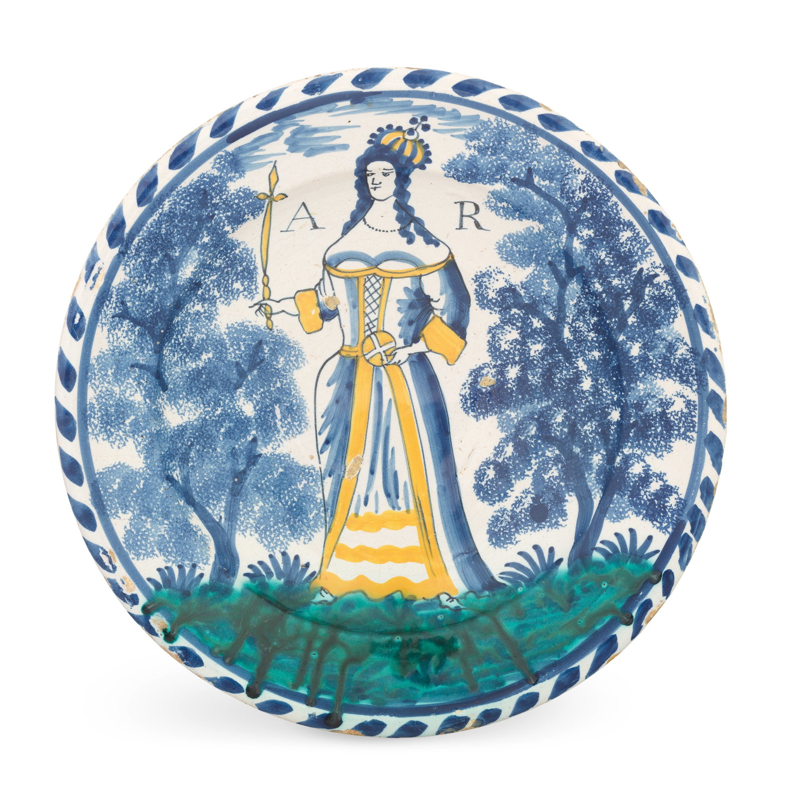 A striking London delftware royal portrait charger, circa 1702-14 (1 of 1)
