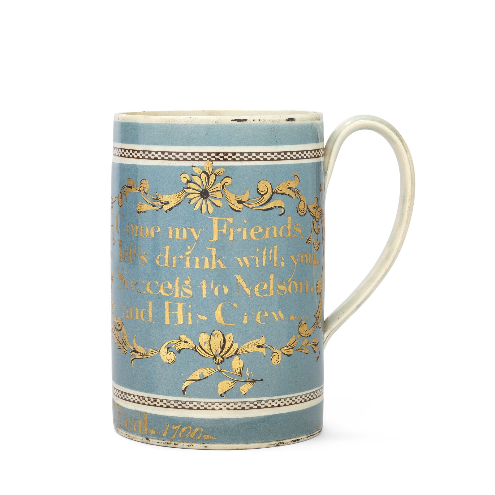 An interesting mochaware large mug, dated 1799 (1 of 1)