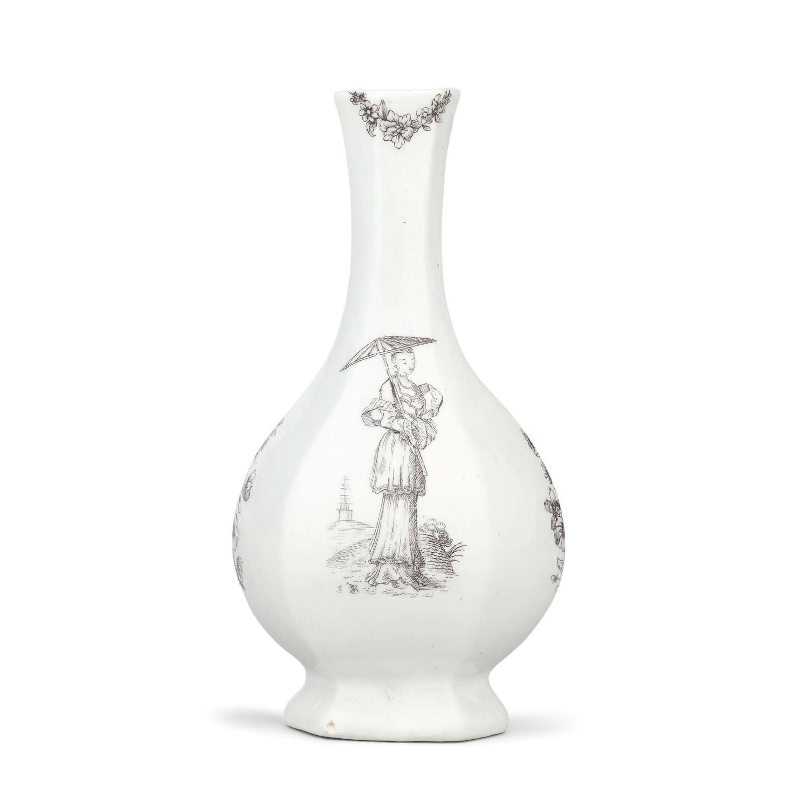A Worcester bottle vase, circa 1754-55 (1 of 1)