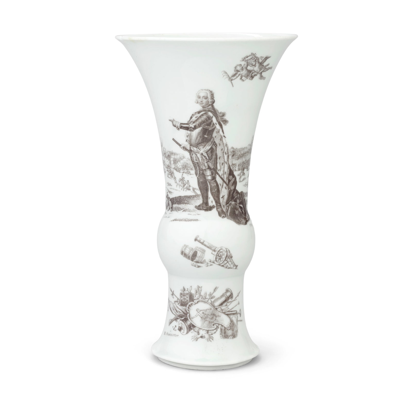 A fine Worcester trumpet vase, dated 1757 (1 of 1)