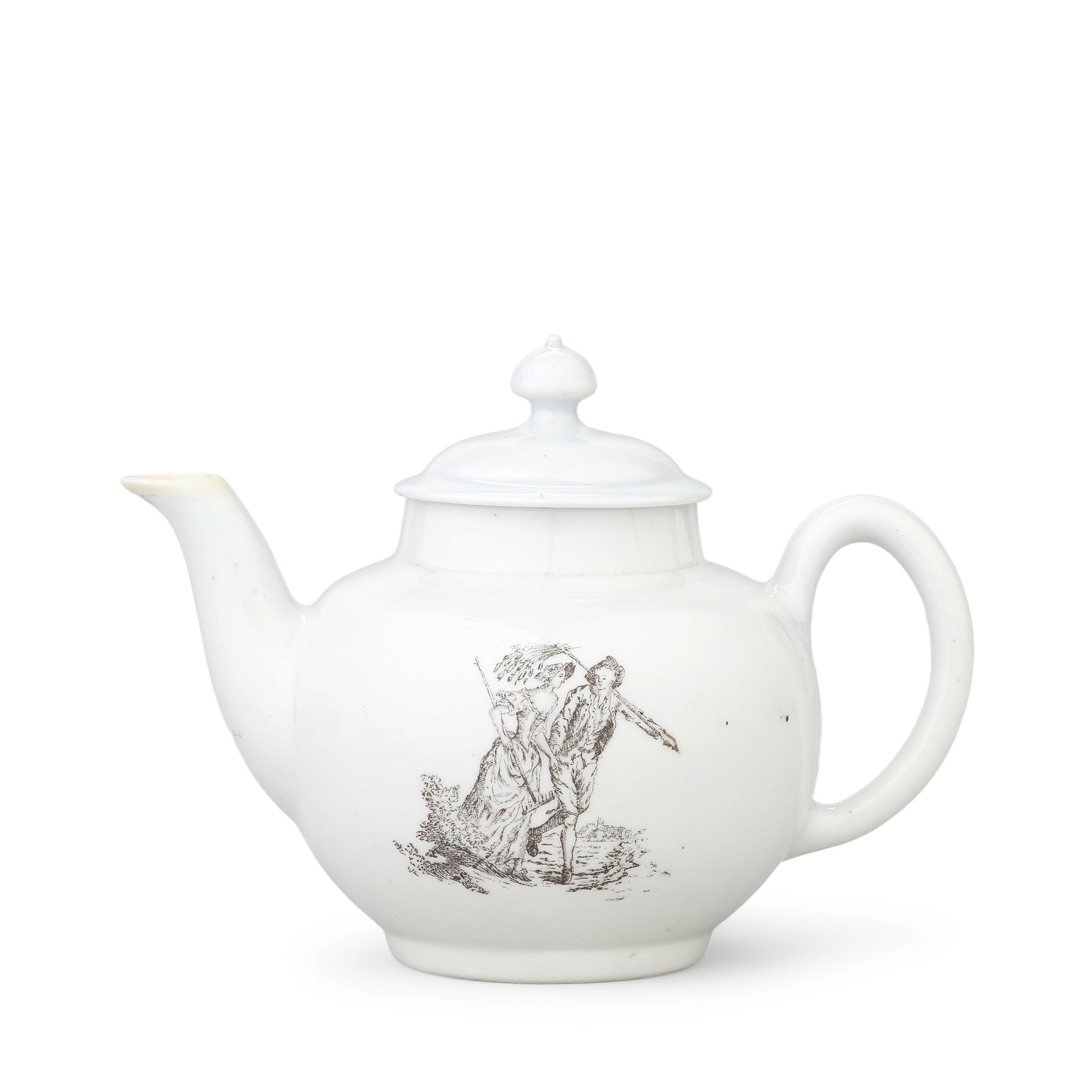 A small Worcester teapot and cover, circa 1754-55 (1 of 1)