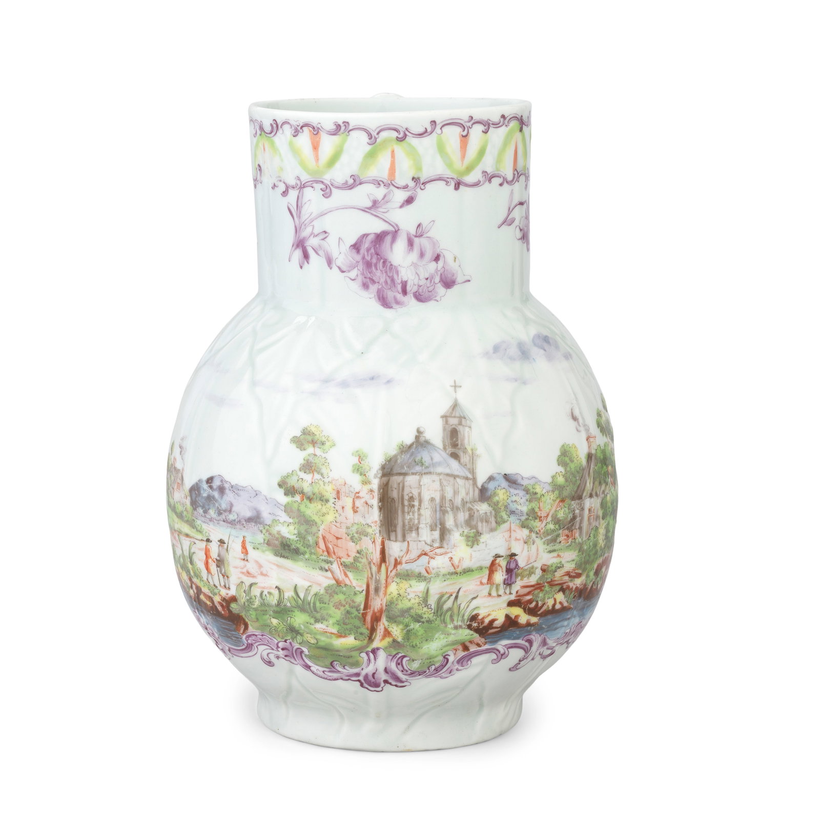 An impressive Worcester leaf-moulded 'Dutch jug', circa 1757-58 (1 of 1)