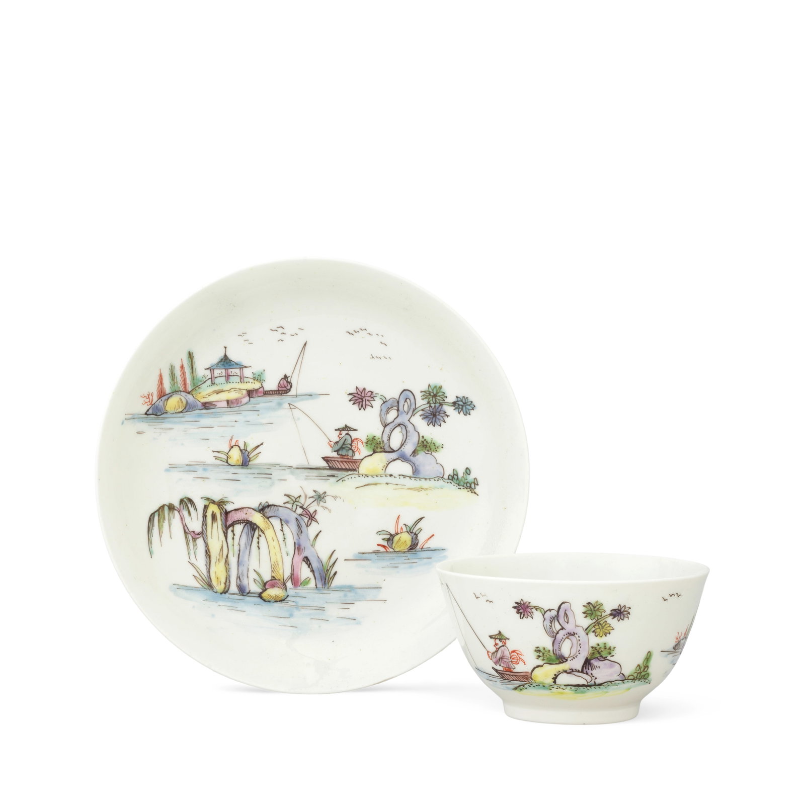 A good Worcester teabowl and saucer, circa 1754-55 (1 of 1)