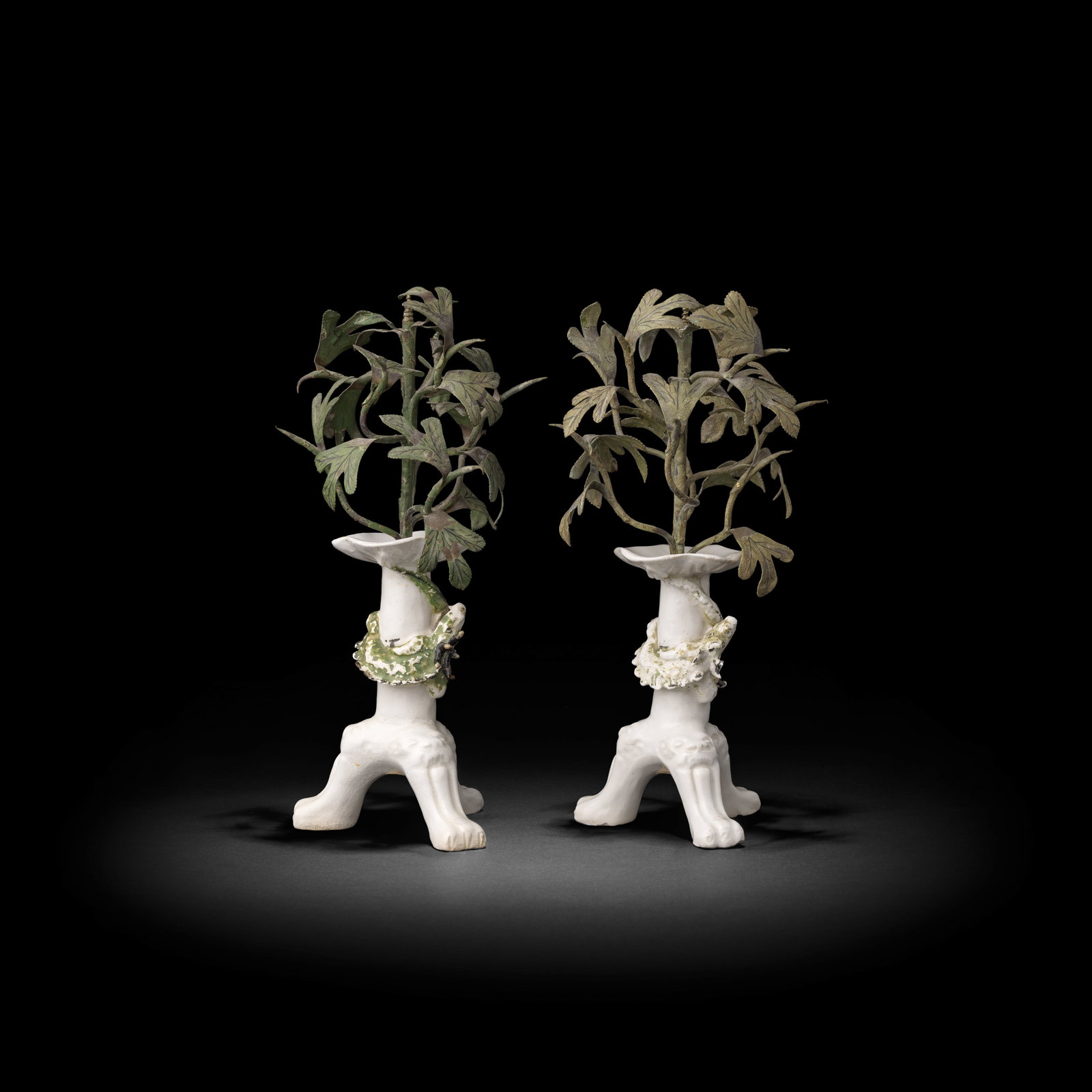 A pair of Bow candlesticks, circa 1750-52 (1 of 1)