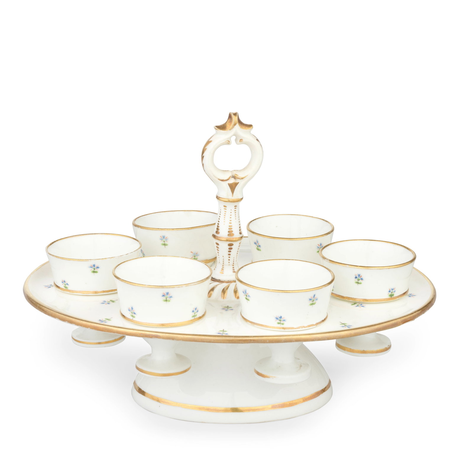 A very rare Swansea eggcup stand complete with six eggcups, circa 1815-17 (1 of 1)