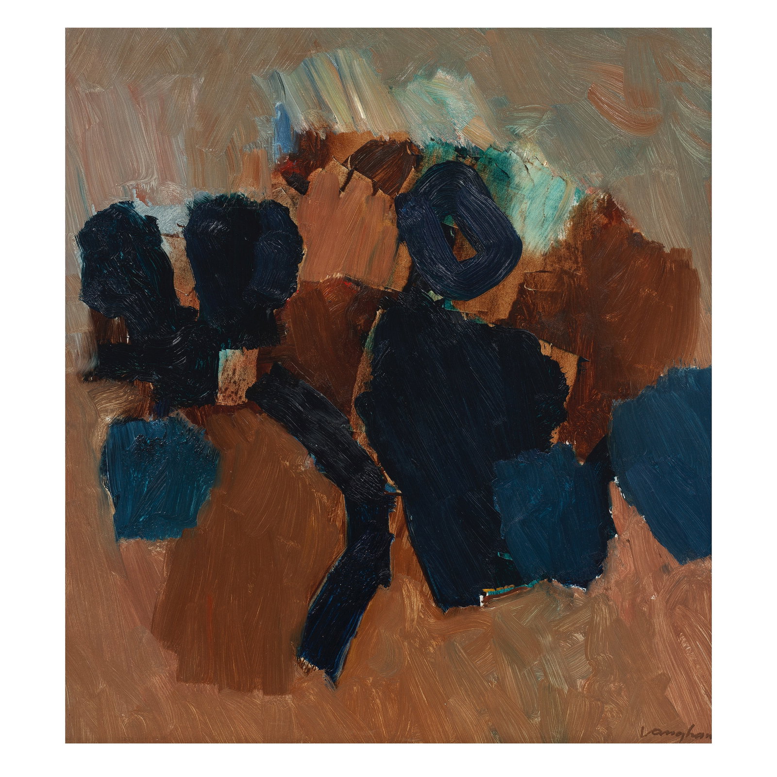 Keith Vaughan (British, 1912-1977) Heath III (Cinnamon and Blue) 43.2 x 40.6 cm. (17 x 16 in.) (... (1 of 1)